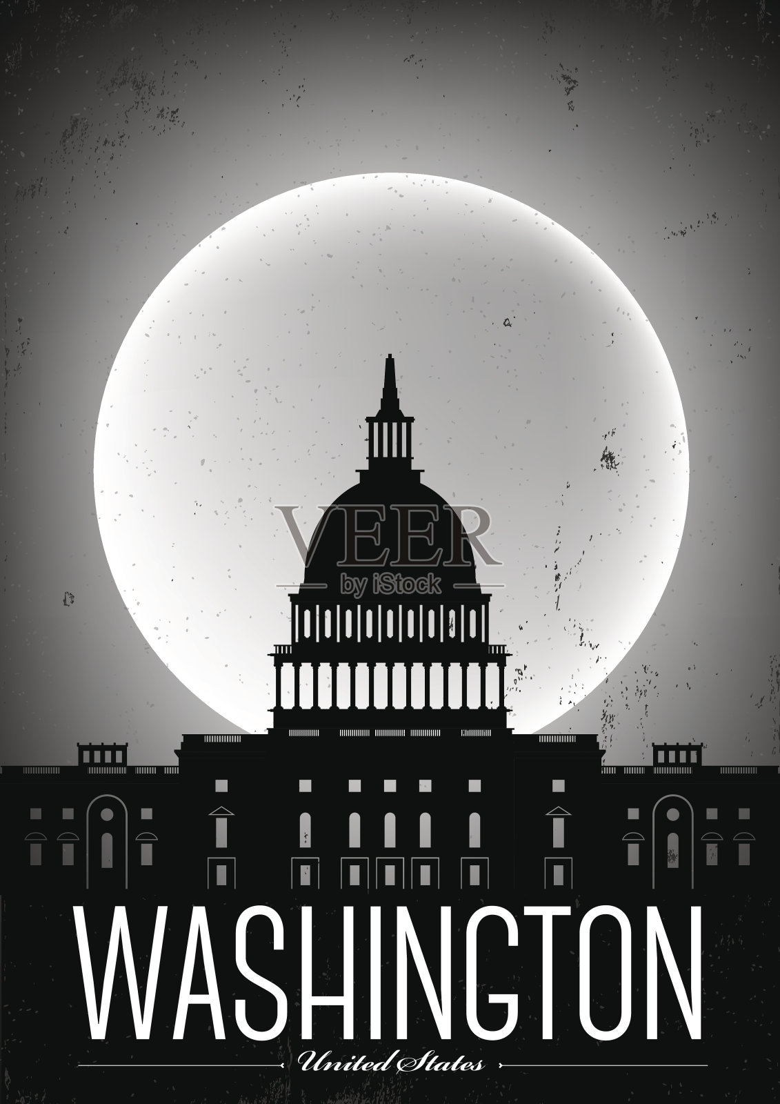 排版华盛顿城市海报设计设计模板素材