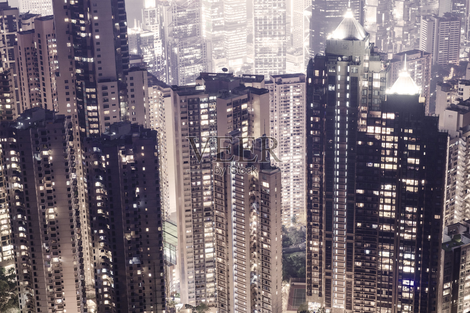 夜晚的香港城市天际线照片摄影图片