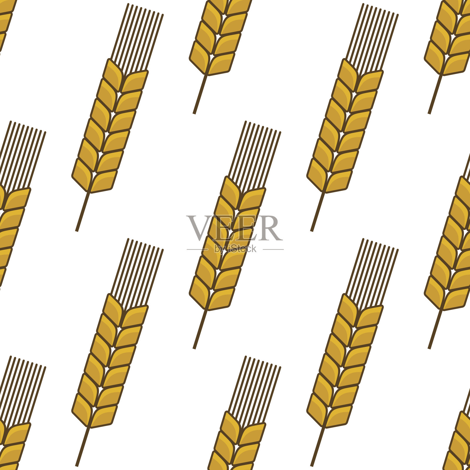 黄麦穗无缝花纹插画图片素材