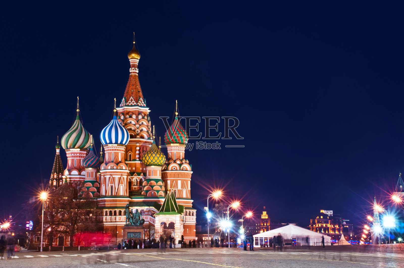 莫斯科圣巴西尔大教堂夜景照片摄影图片