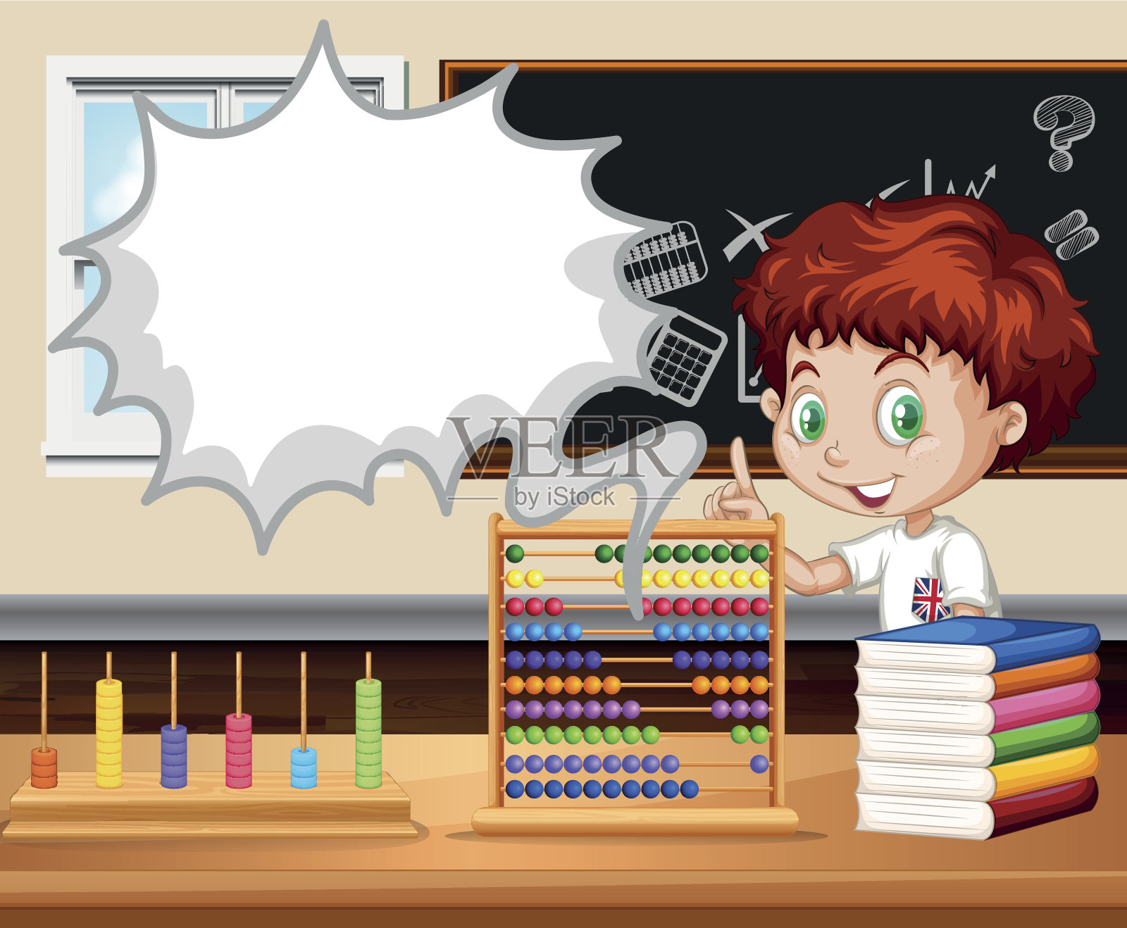 男孩站在数学课上插画图片素材