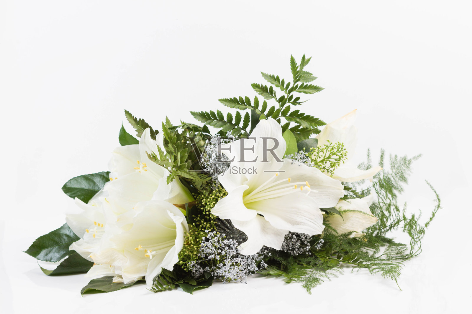 花束组成与白色的孤挺花照片摄影图片