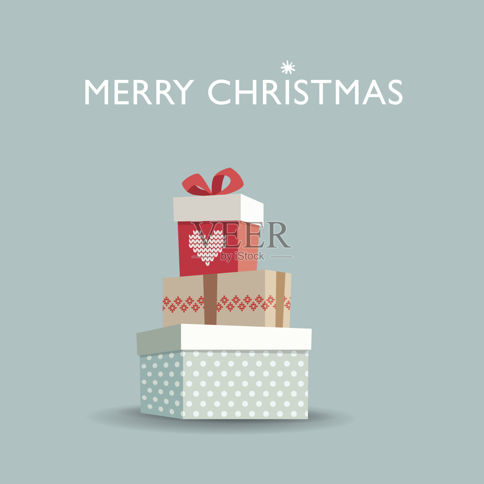 圣诞贺卡，带礼盒的邀请函，矢量插画图片素材