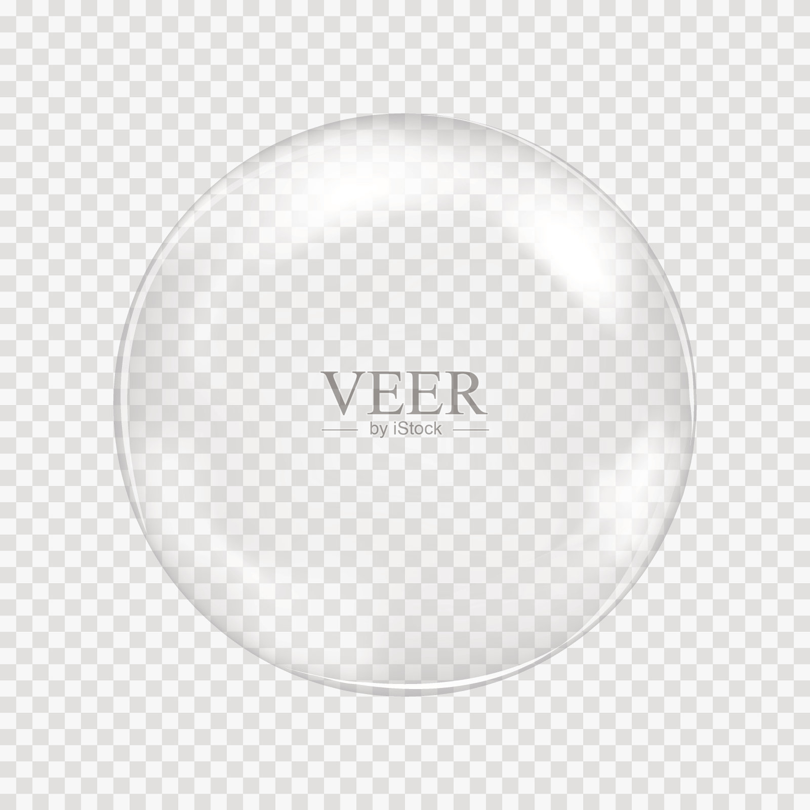 白色透明玻璃球与眩光和亮点设计元素图片