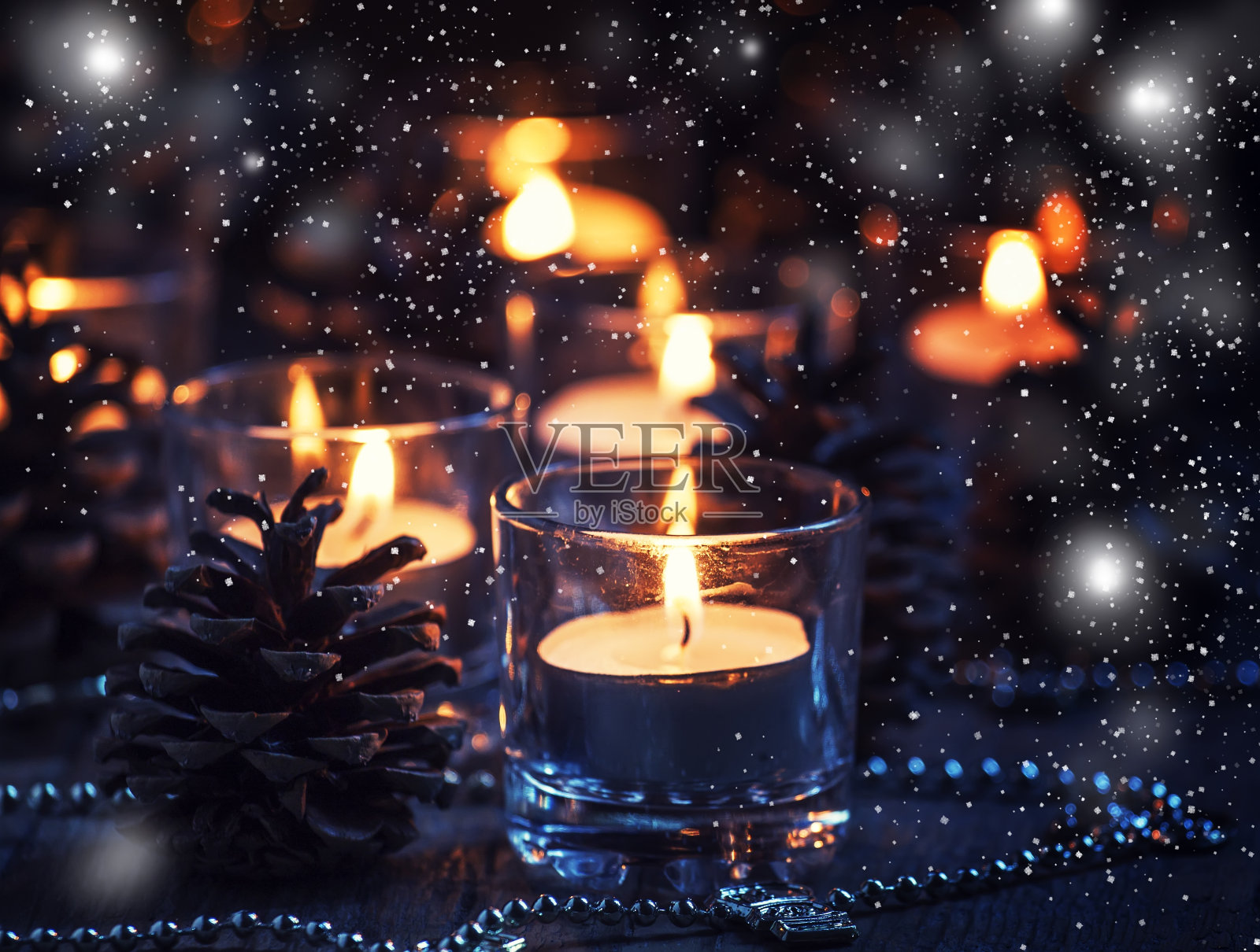 圣诞节和新年的背景用蜡烛照片摄影图片