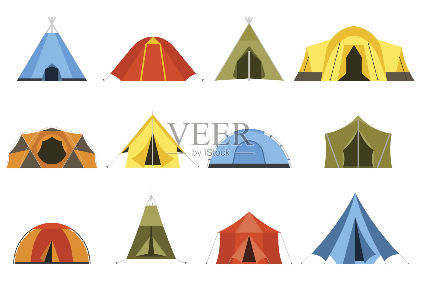 旅游帐篷矢量图标设计元素图片
