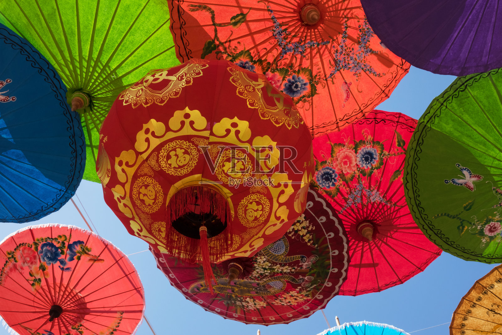 中国的雨伞灯笼照片摄影图片