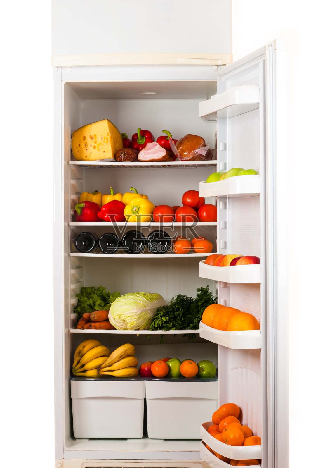 装满食物的冰箱照片摄影图片