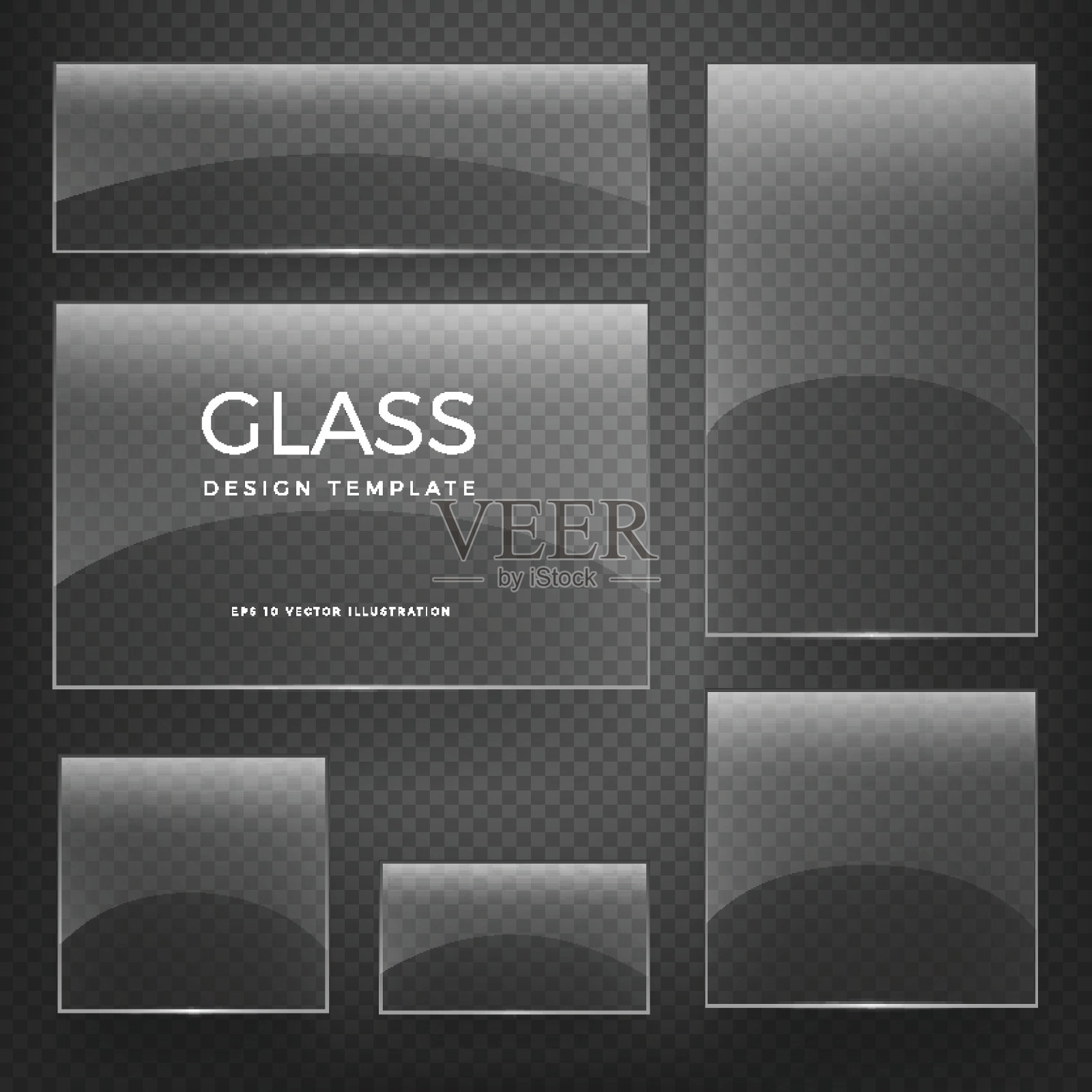 透明矢量玻璃垂直和水平横幅插画图片素材