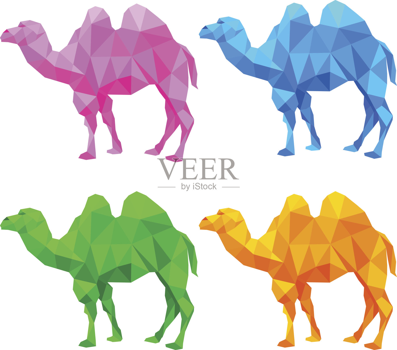 骆驼形状的彩色三角形插画图片素材