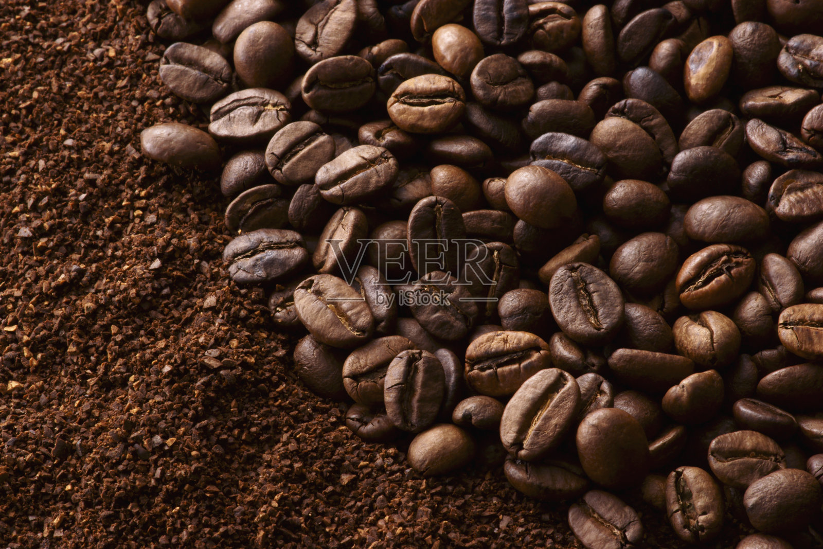 咖啡豆和咖啡粉照片摄影图片
