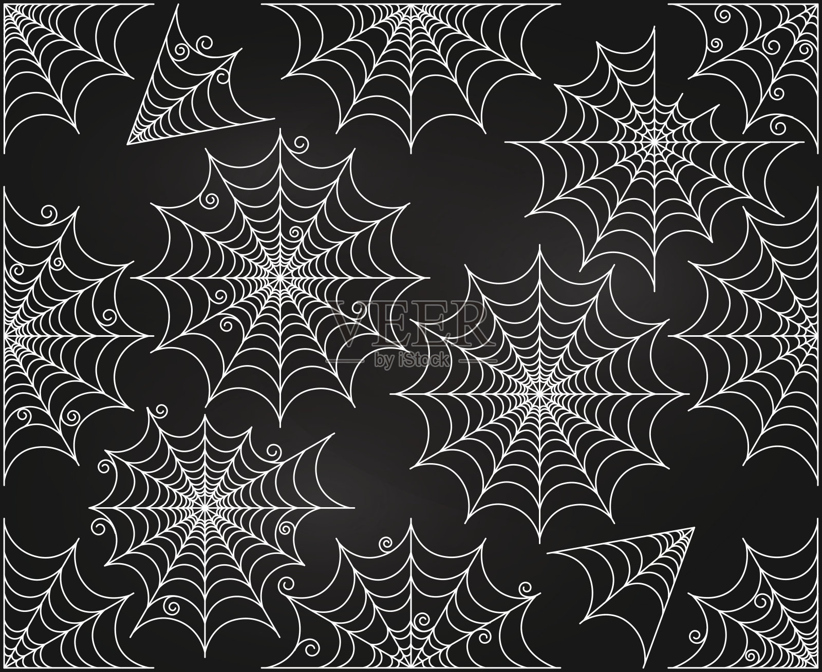 矢量设置的黑板可爱和令人毛骨悚然的蜘蛛网插画图片素材