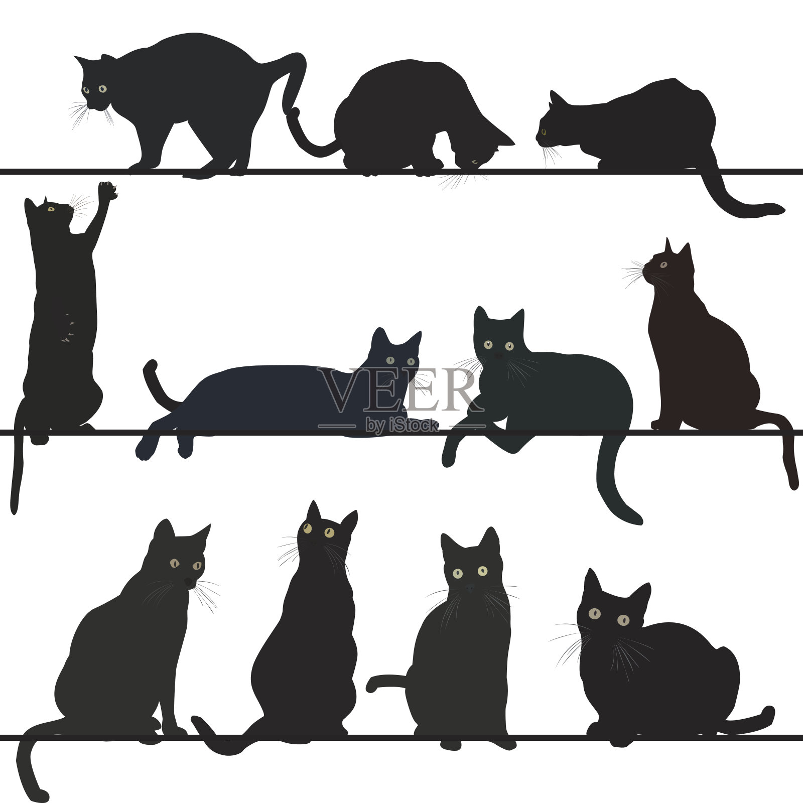 黑猫插画图片素材