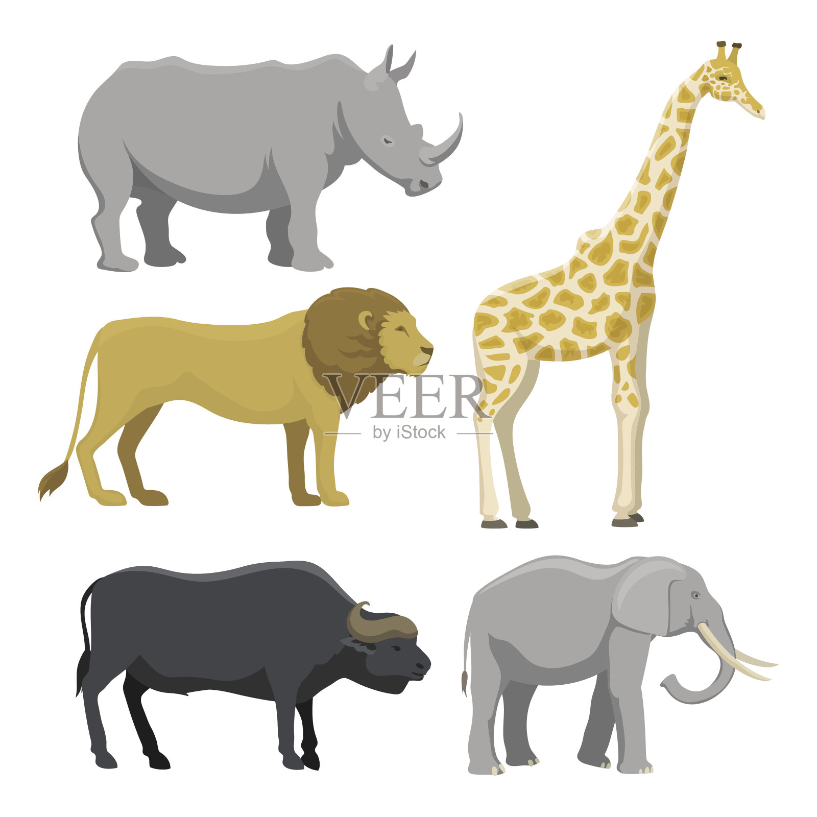 可爱的卡通safari动物矢量插图插画图片素材
