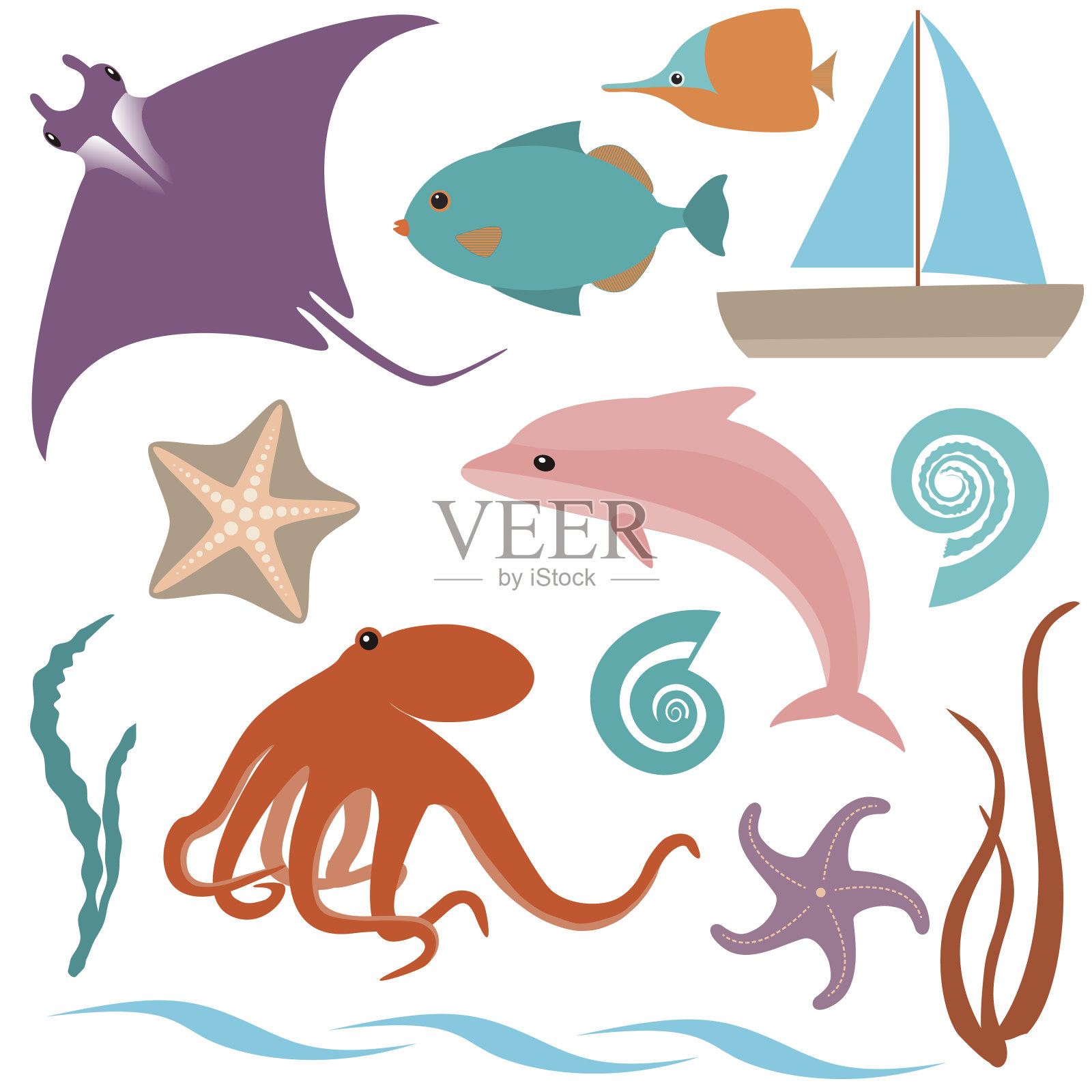 海洋动物系列插画图片素材
