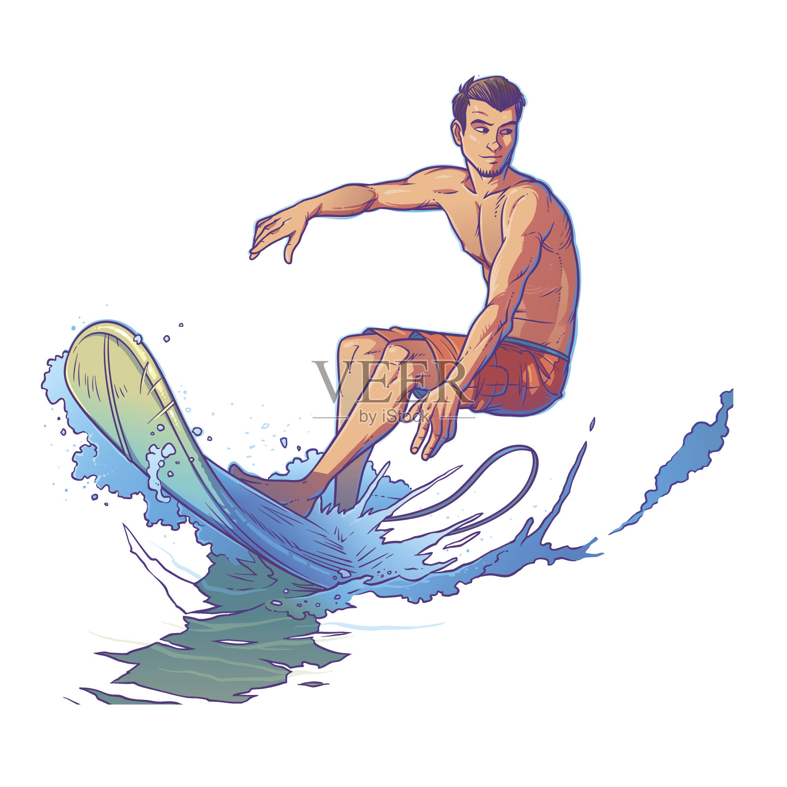 矢量插图的一个冲浪者设计元素图片