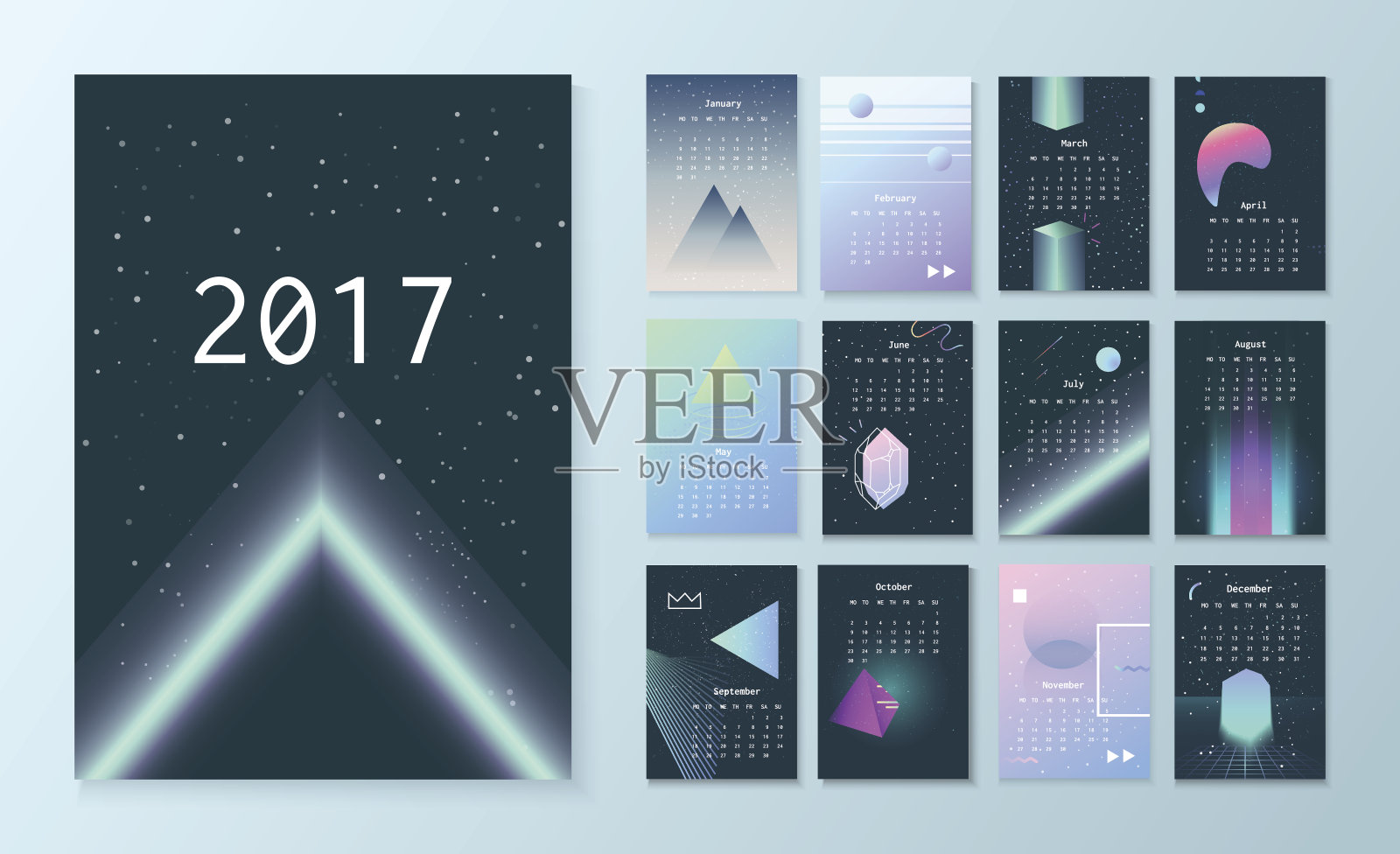 模板2017年的未来日历。设计模板素材