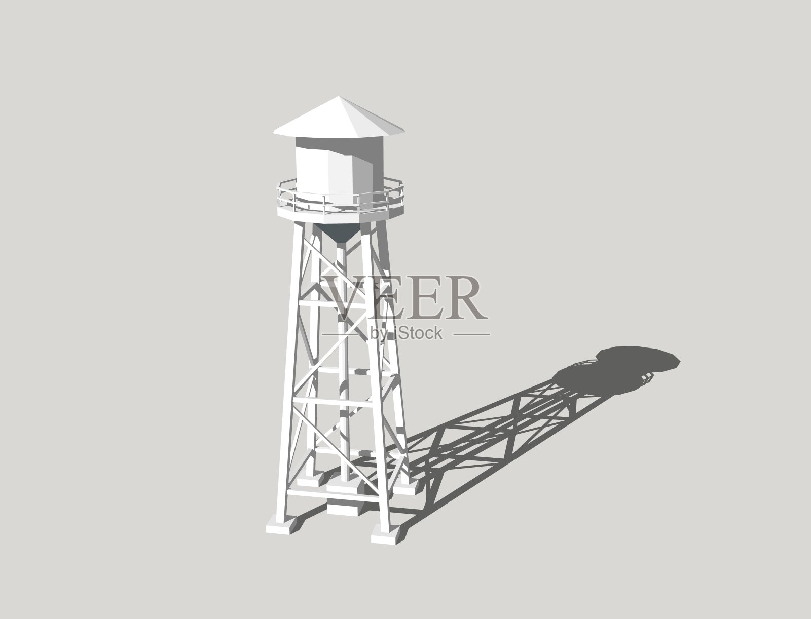 水塔。孤立在灰色背景。3 d渲染插图。设计元素图片