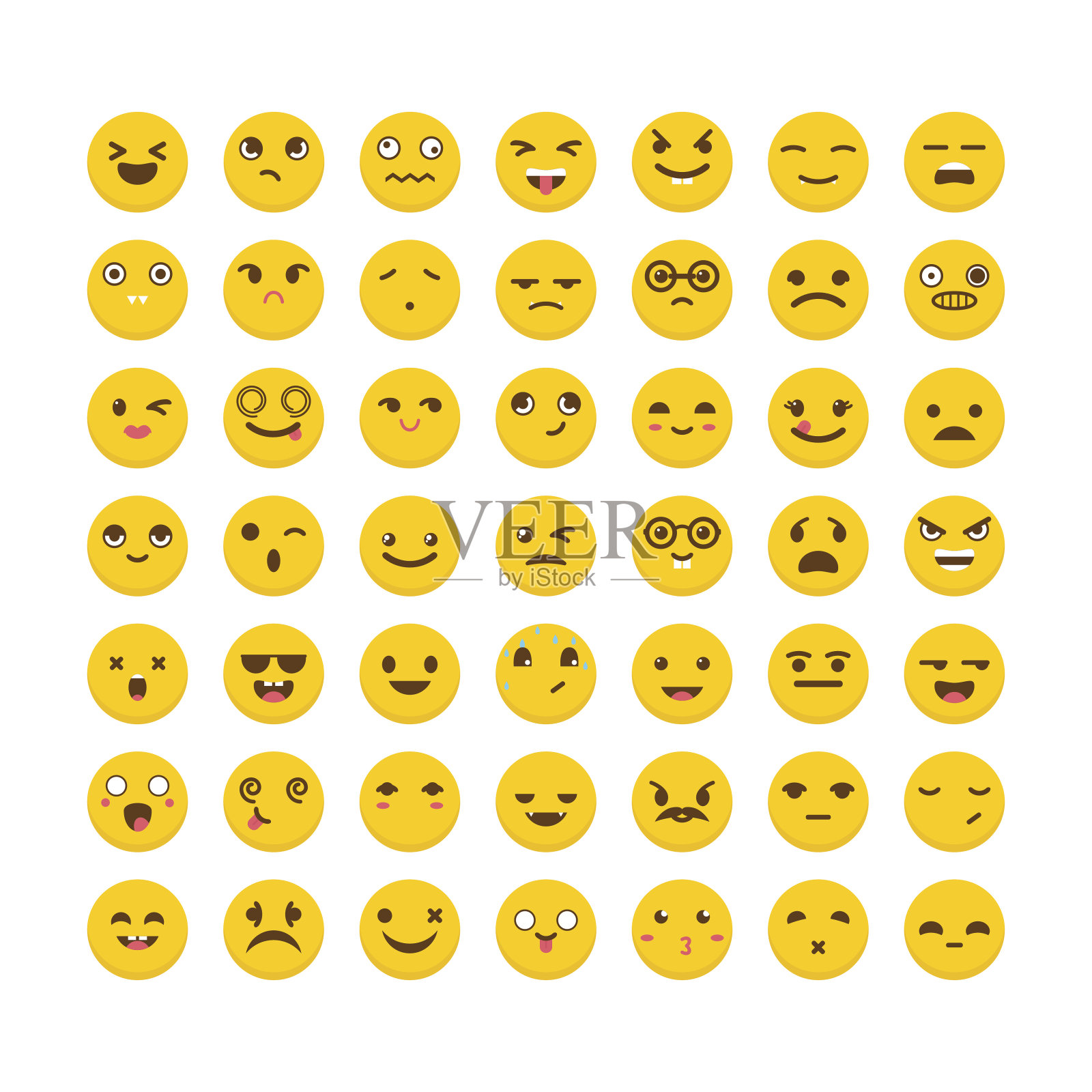 的表情符号。阿凡达。平面设计。可爱的emoji图标插画图片素材