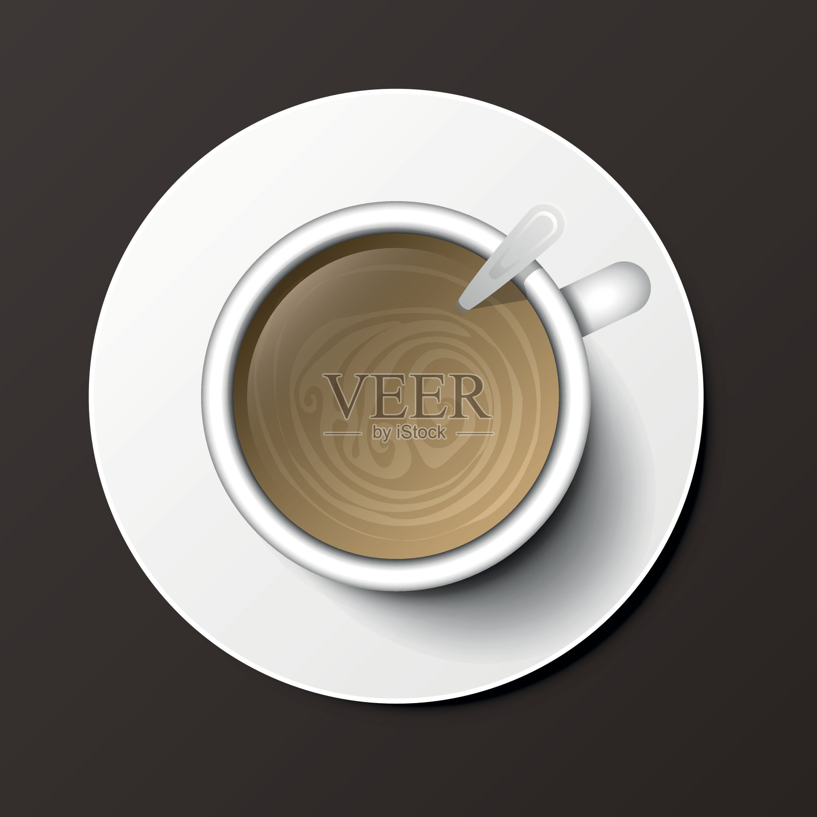 咖啡杯顶视图矢量插图。设计元素图片