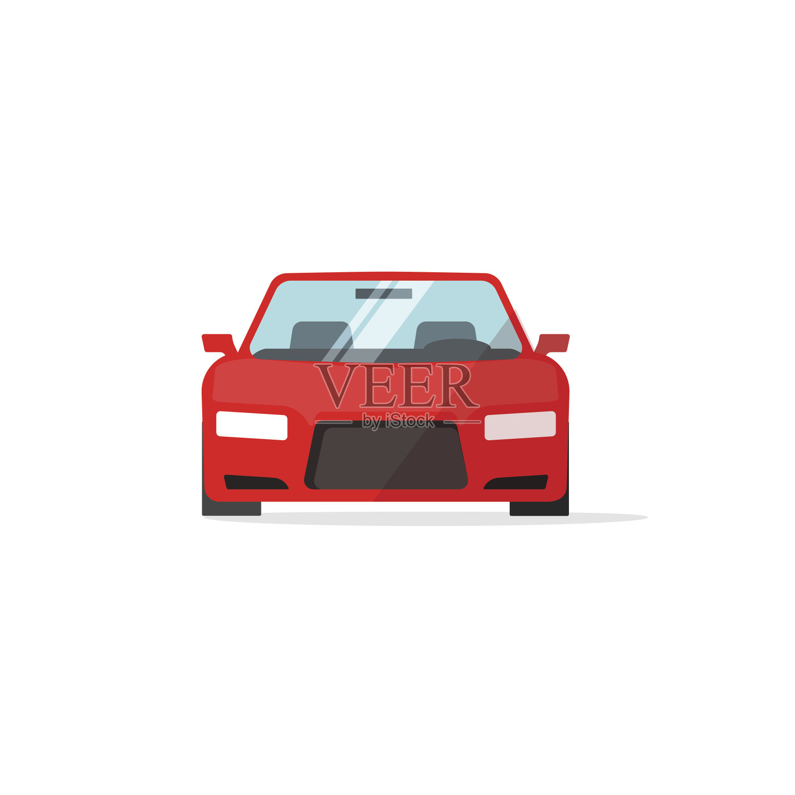 汽车图标红色矢量，汽车隔离，汽车前视图设计元素图片
