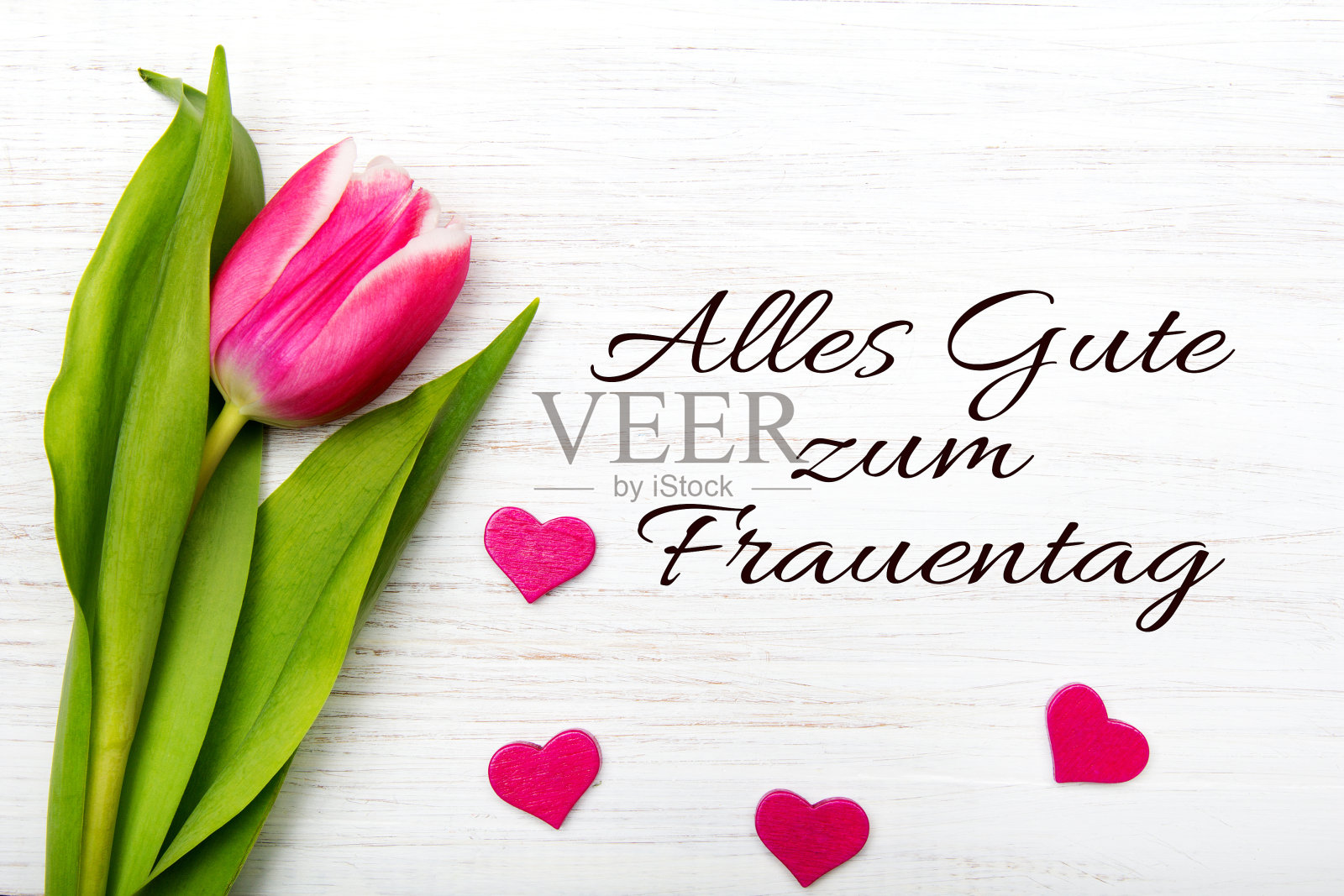 妇女节卡片，德语“Alles gute zum frauentag”照片摄影图片