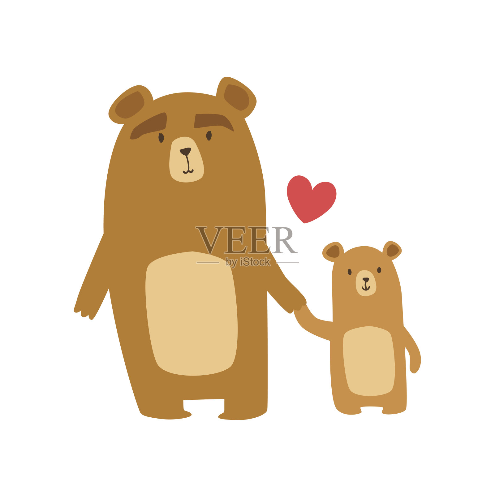 棕熊爸爸动物父母和它的幼崽父母设计元素图片