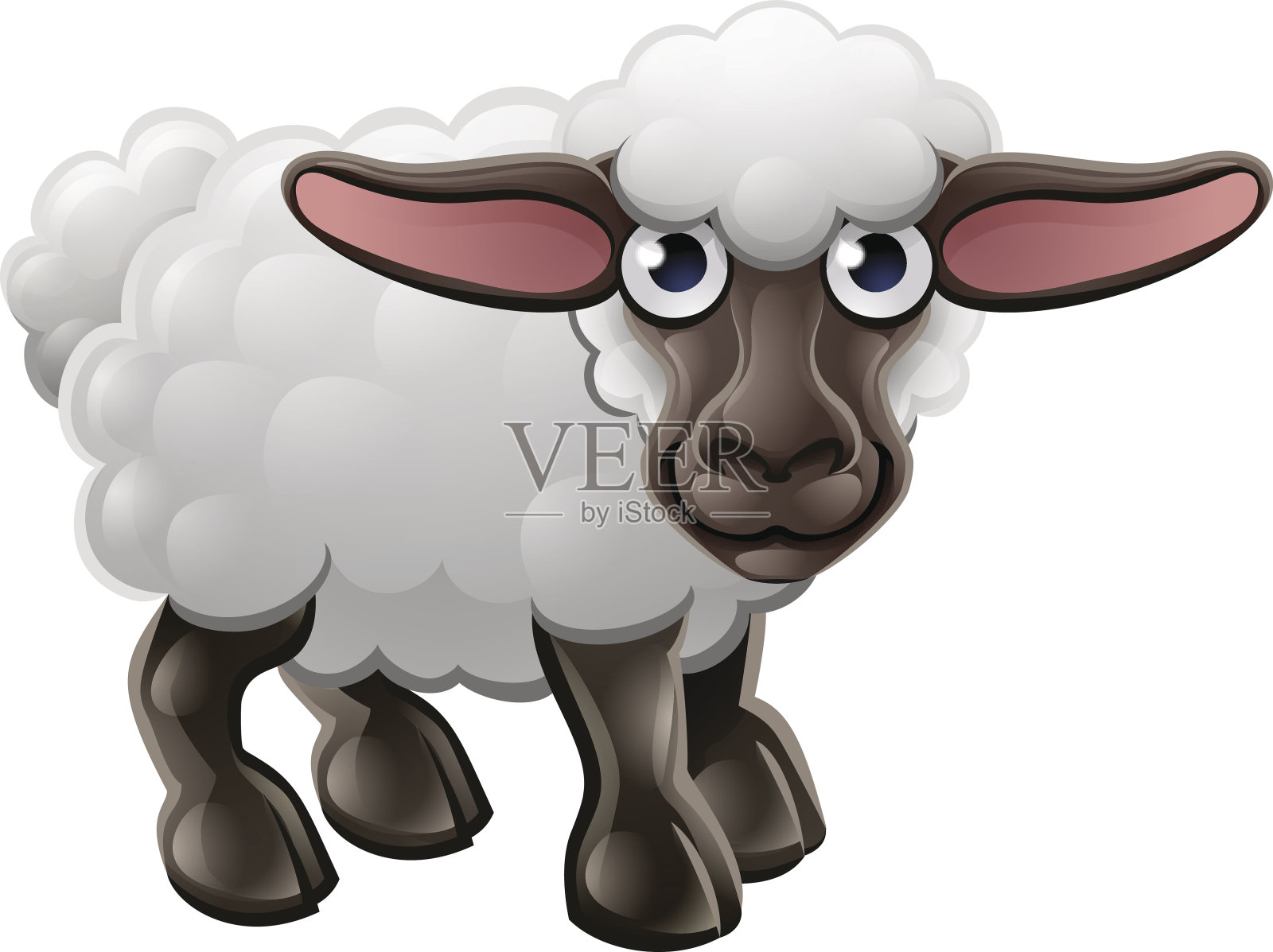 卡通可爱的绵羊农场动物设计元素图片