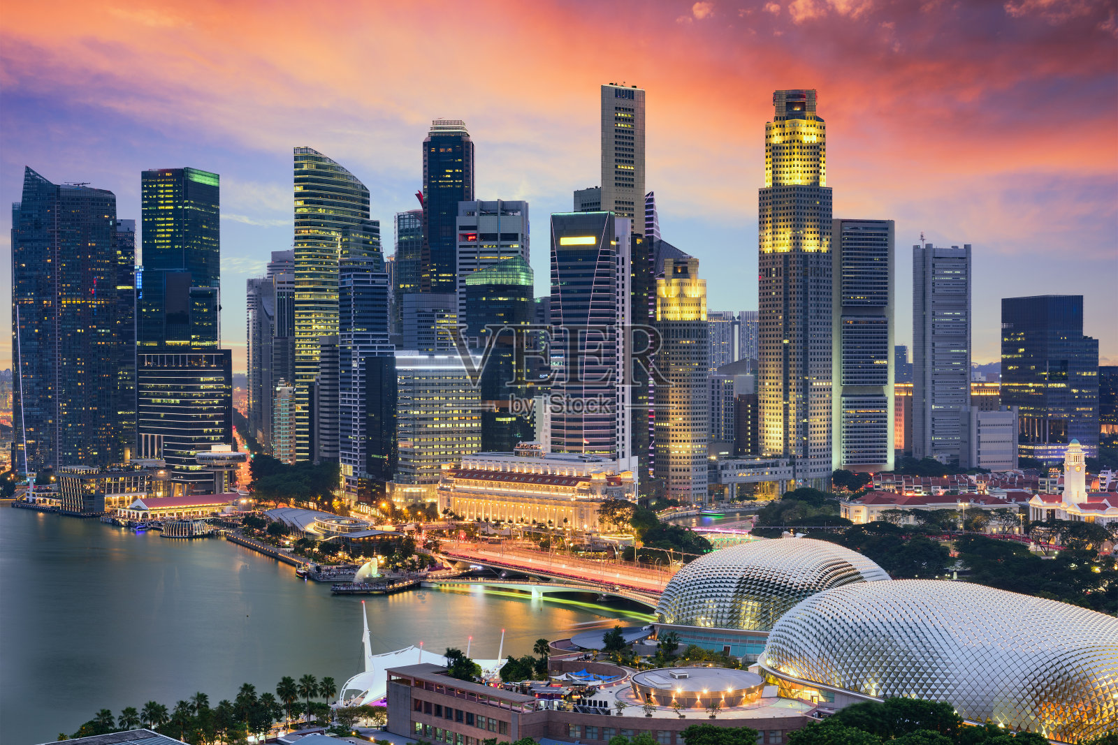 新加坡城市的天际线照片摄影图片