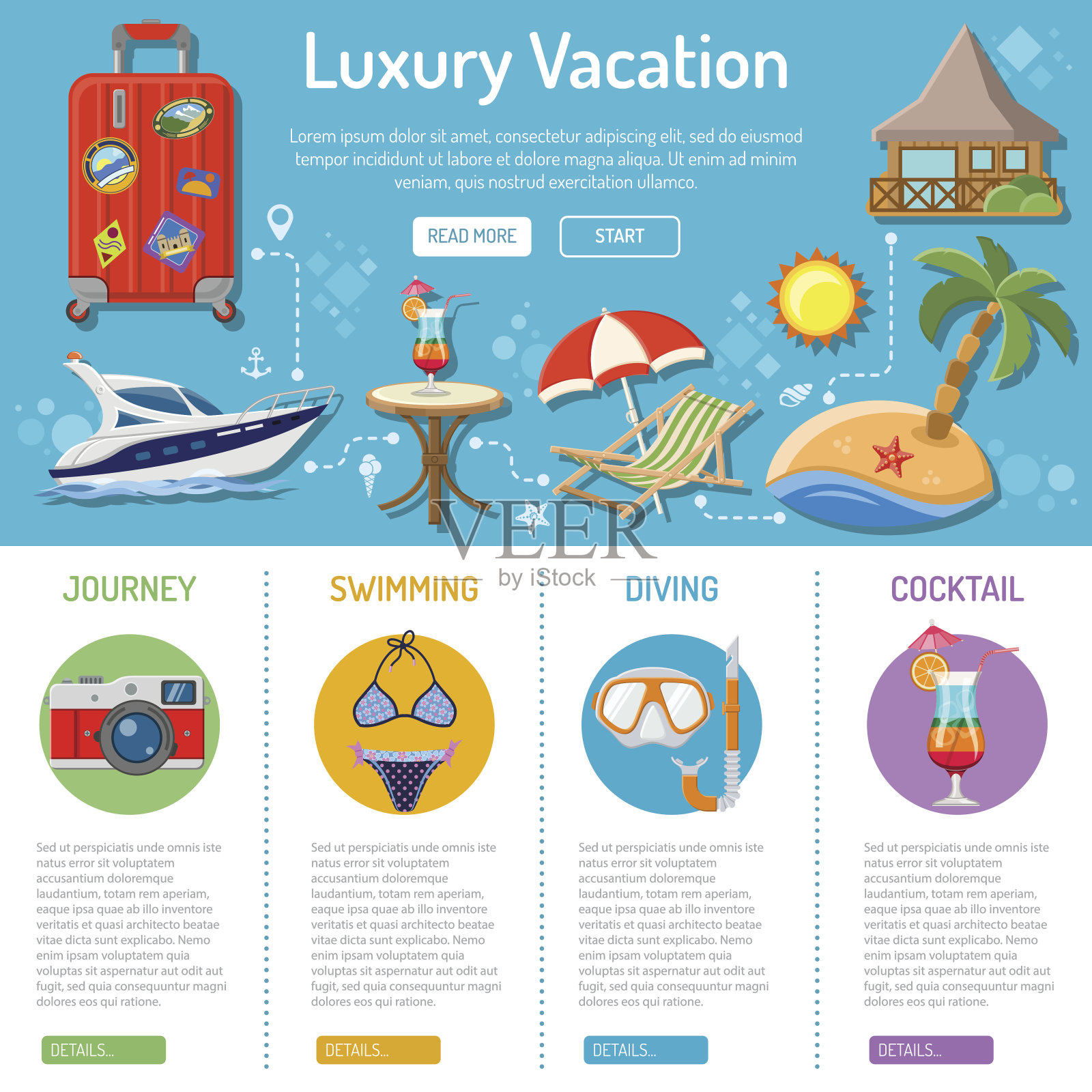 度假和旅游信息图表插画图片素材