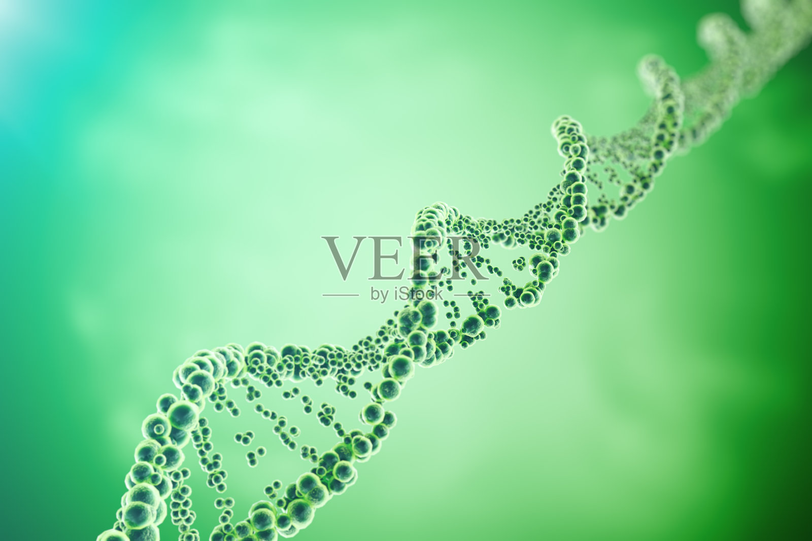 DNA分子结构。人类基因组概念的特写。3 d插画图片素材