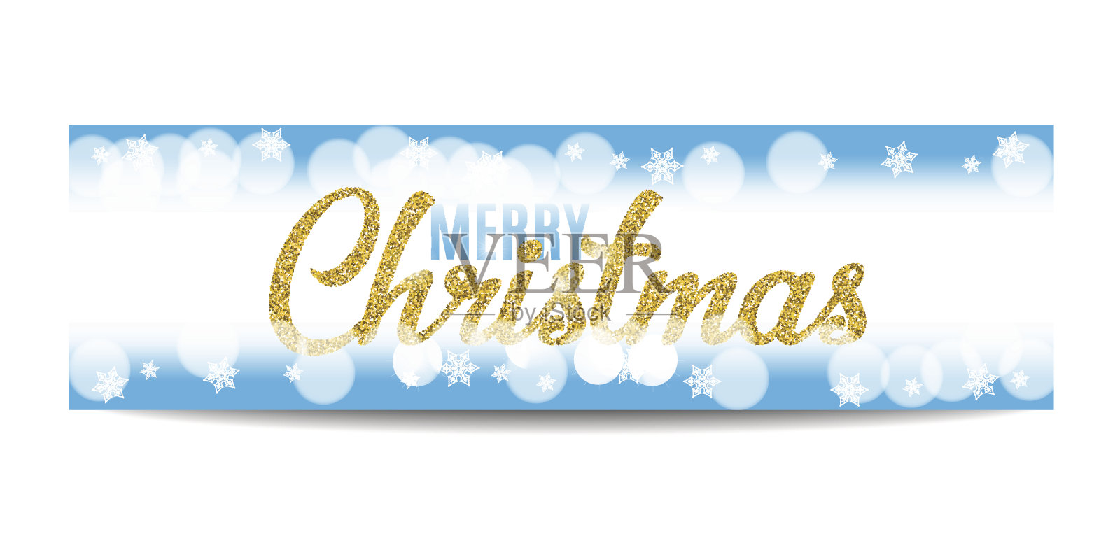 金色的文字和雪花，圣诞快乐的旗帜插画图片素材