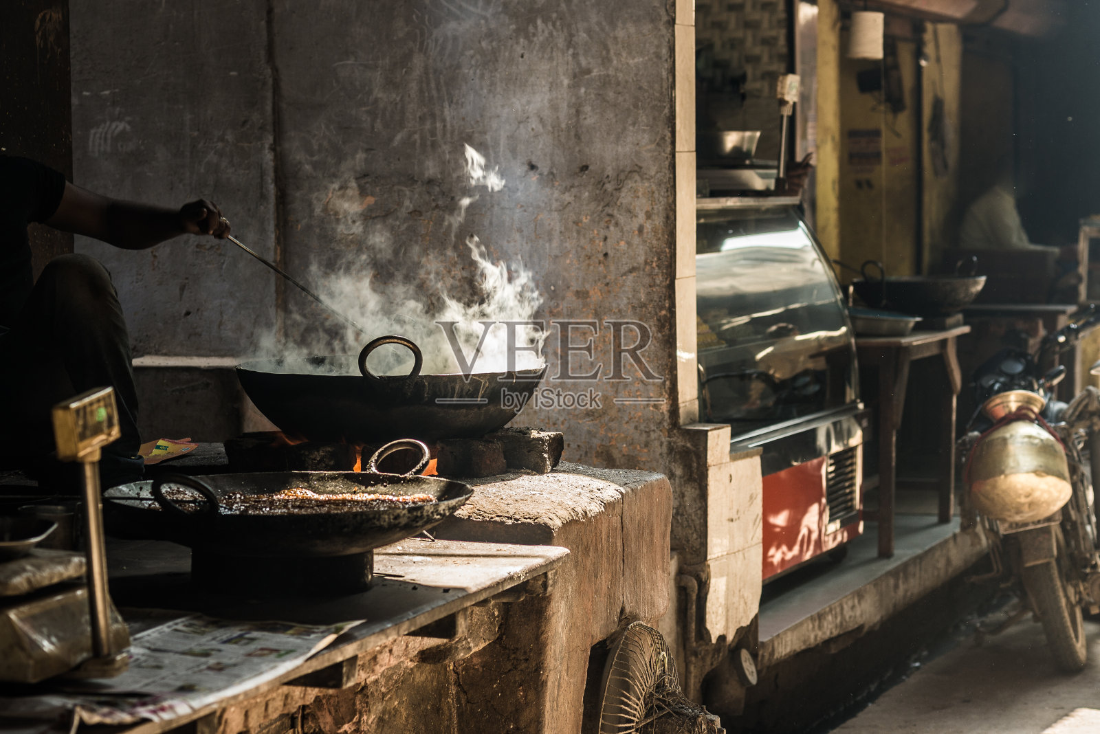 印度的街头小吃。照片摄影图片