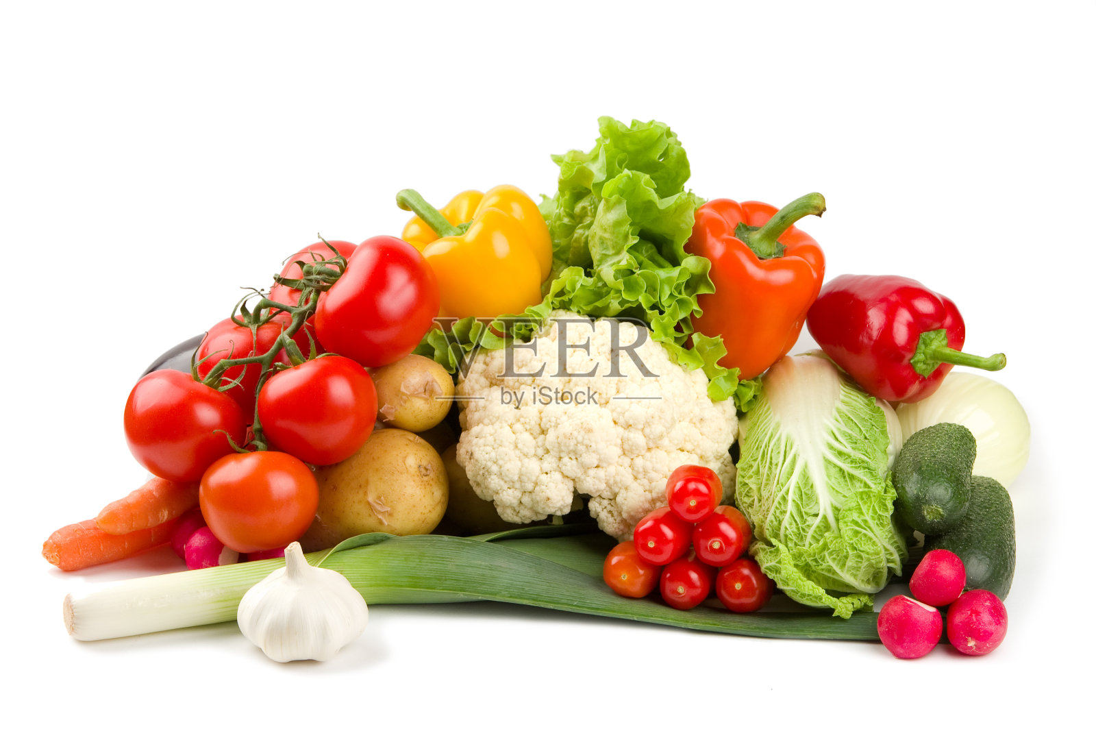 套不同的蔬菜孤立在白色照片摄影图片