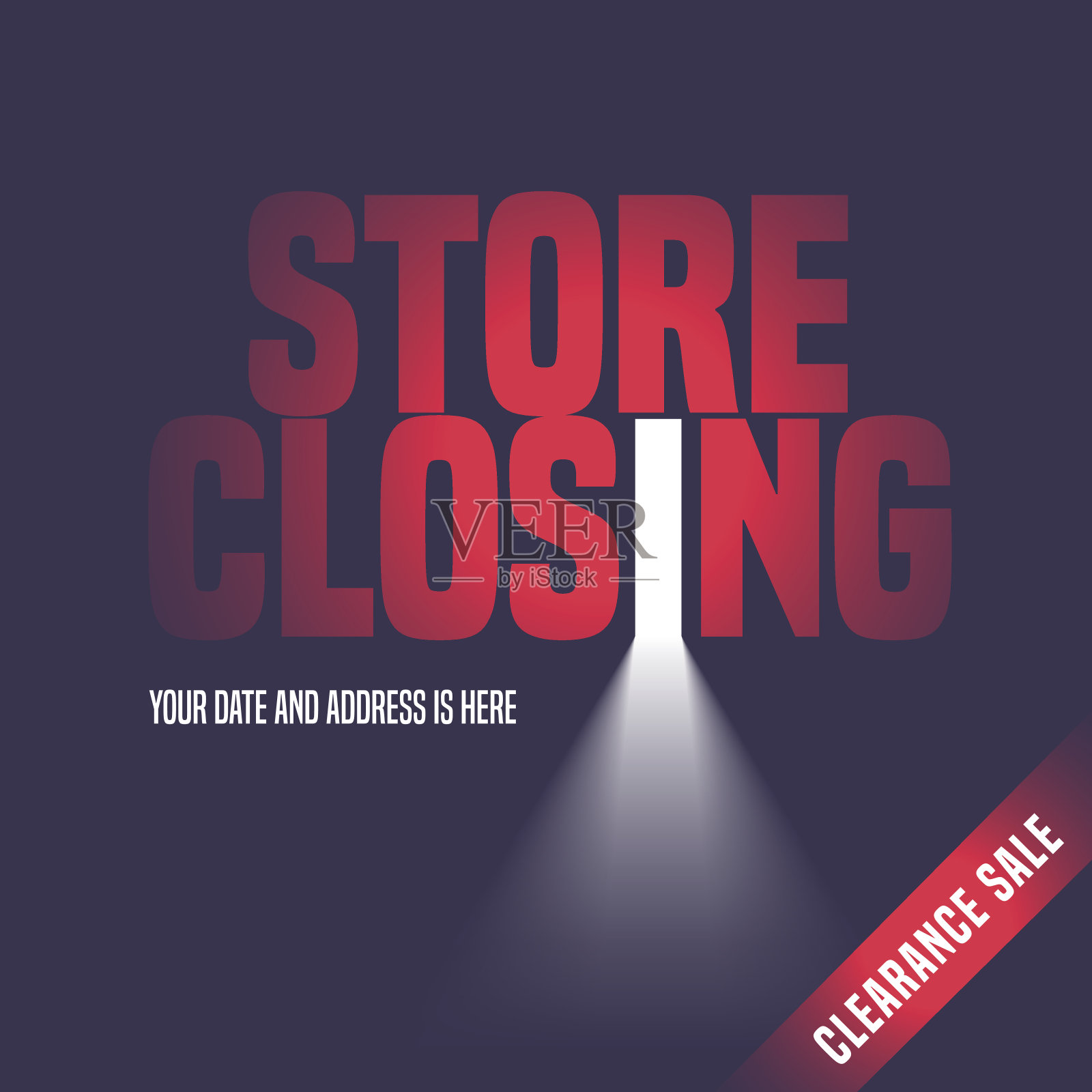 商店关闭销售矢量插图，背景与开放的门插画图片素材
