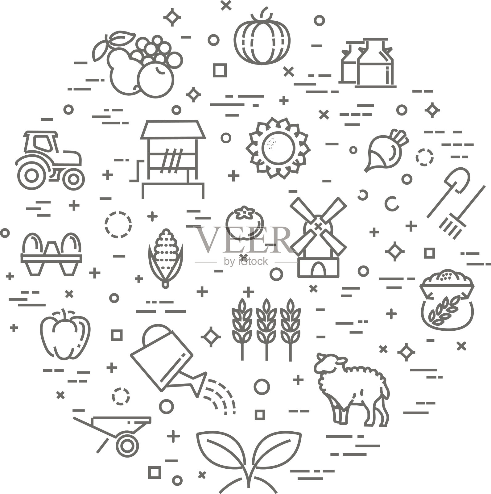 农产品插图，有机食品概念矢量模板，平面设计设计元素图片