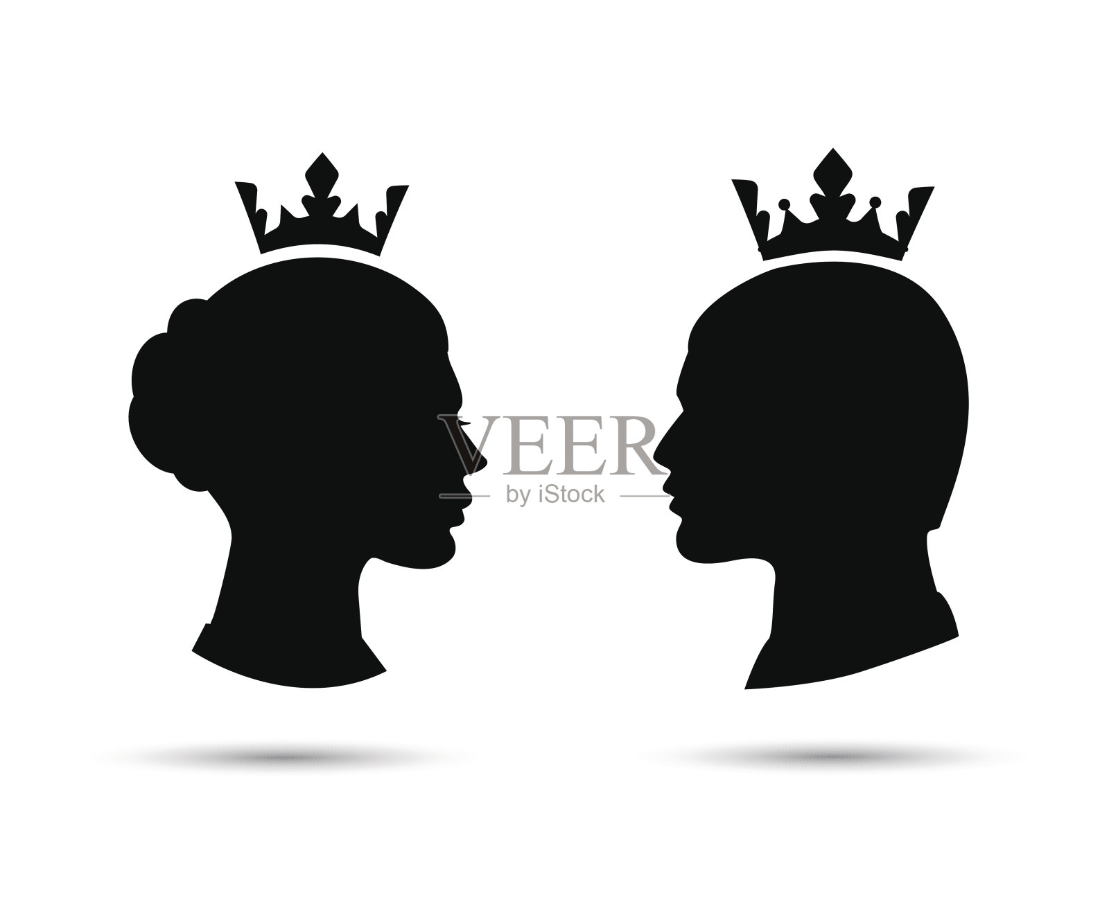 国王和王后头矢量剪影设计元素图片