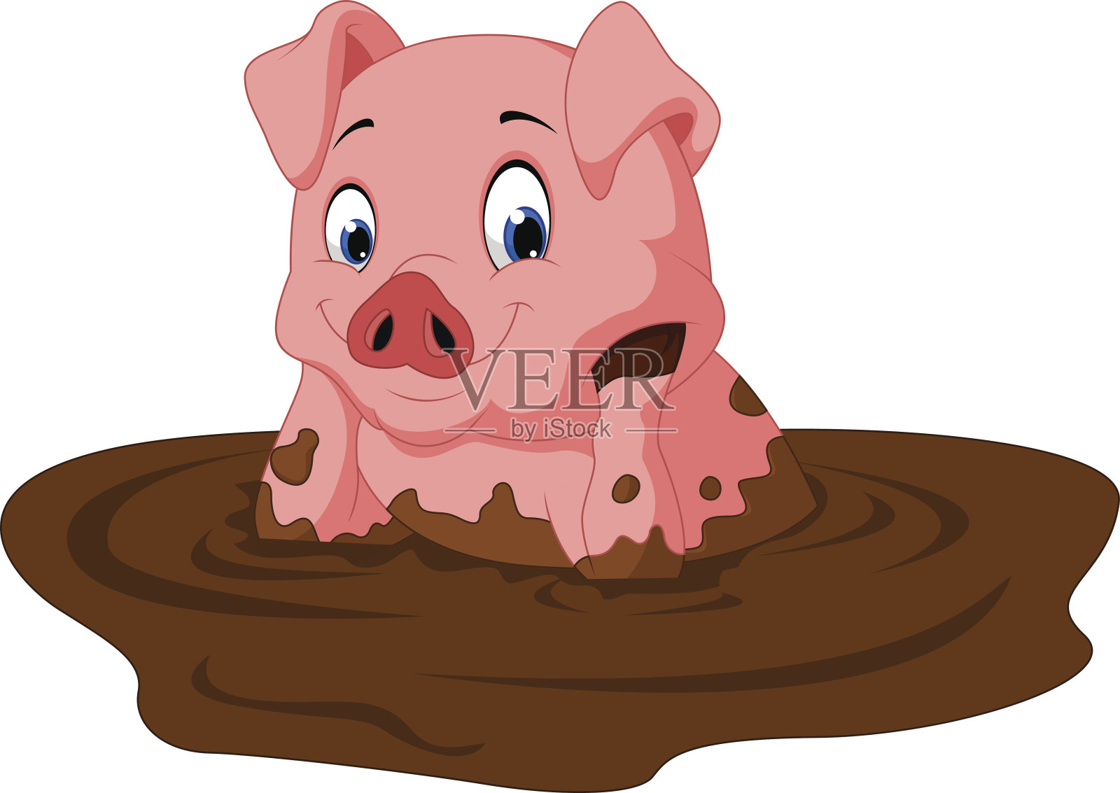 卡通搞笑猪坐插画图片素材