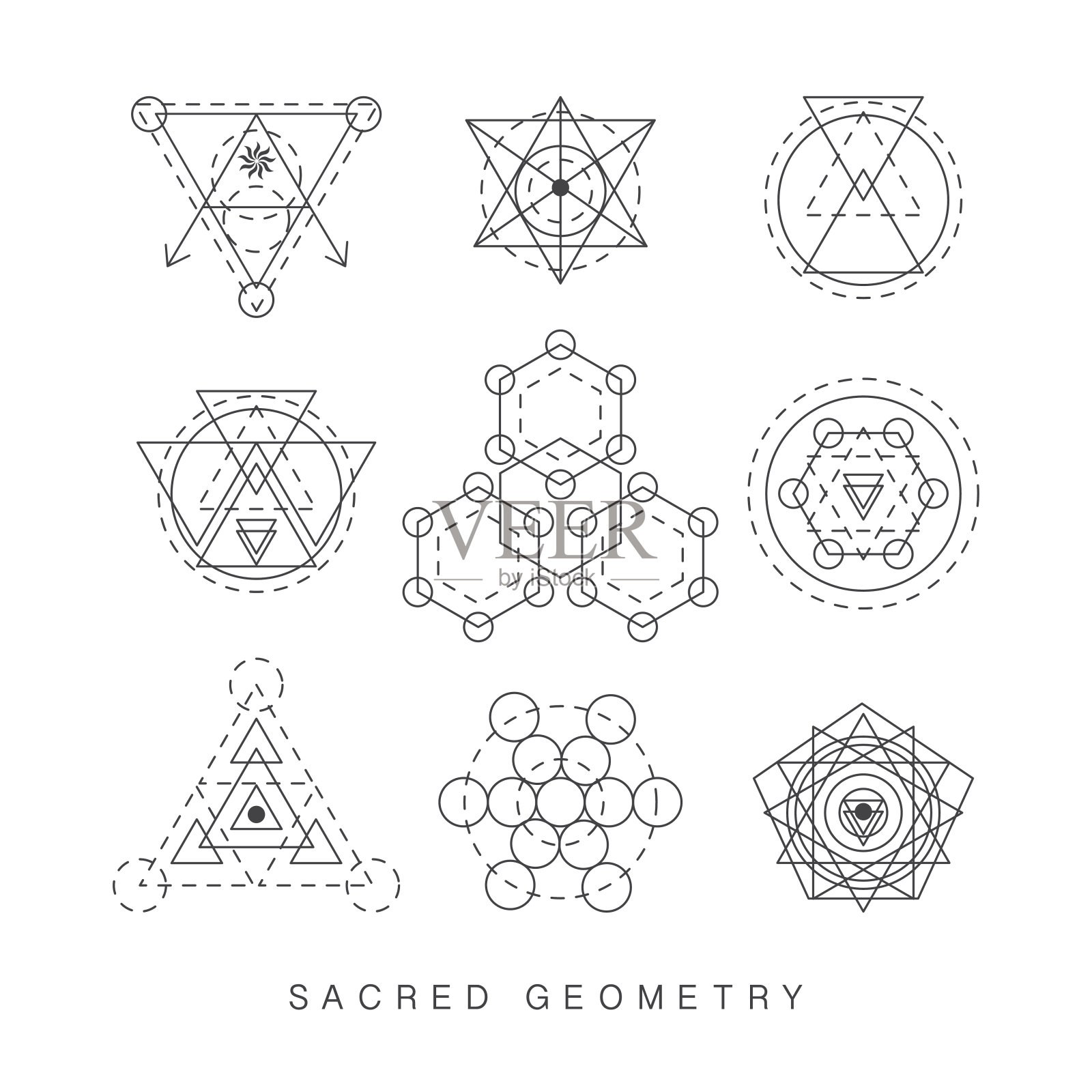 神圣几何符号集插画图片素材