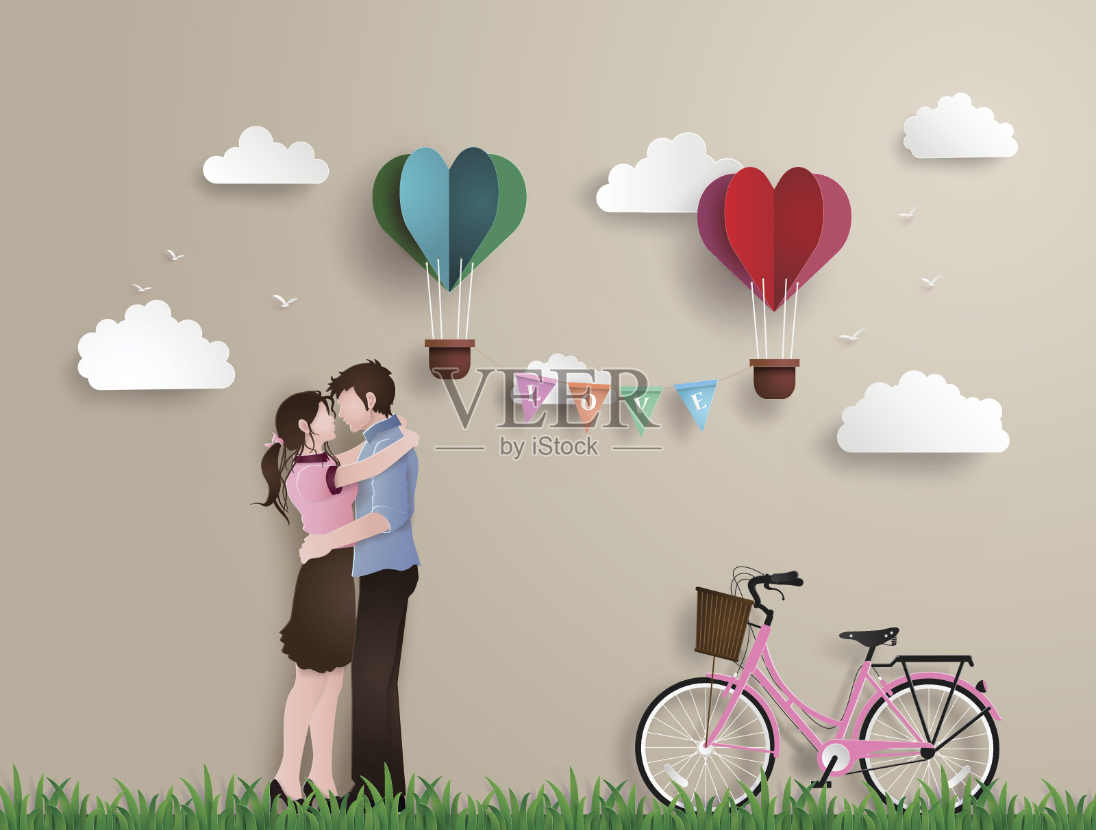 爱情和情人节的插画。插画图片素材
