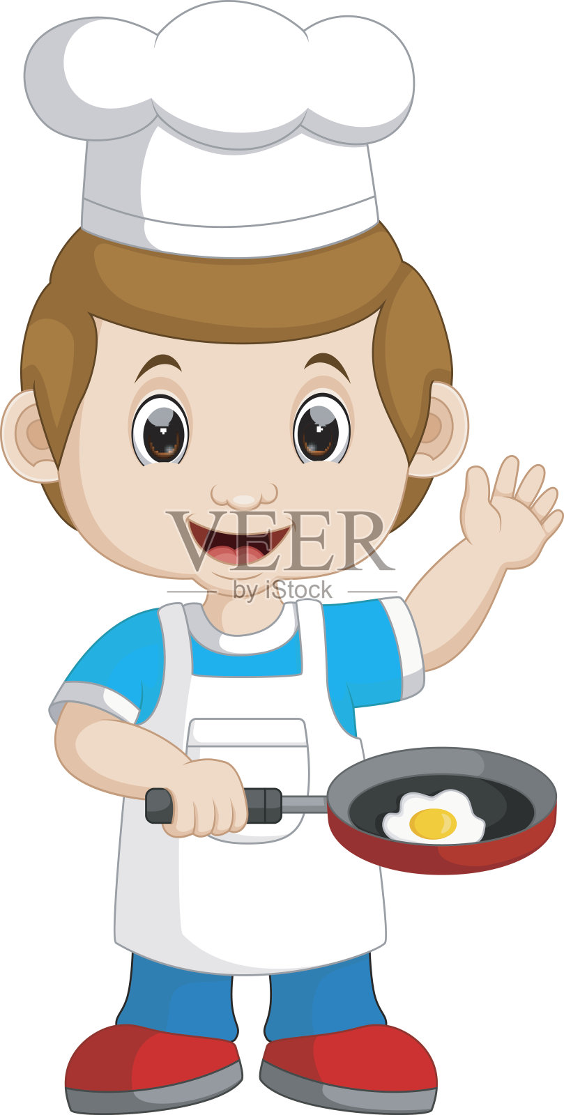 厨师煎蛋插画图片素材