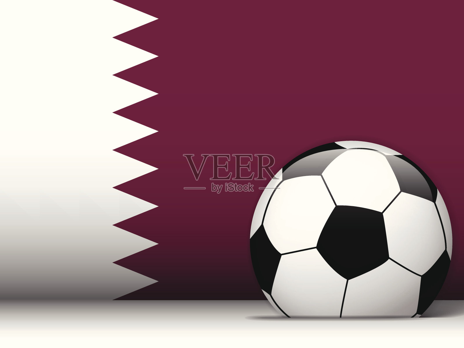带有旗帜背景的卡塔尔足球插画图片素材