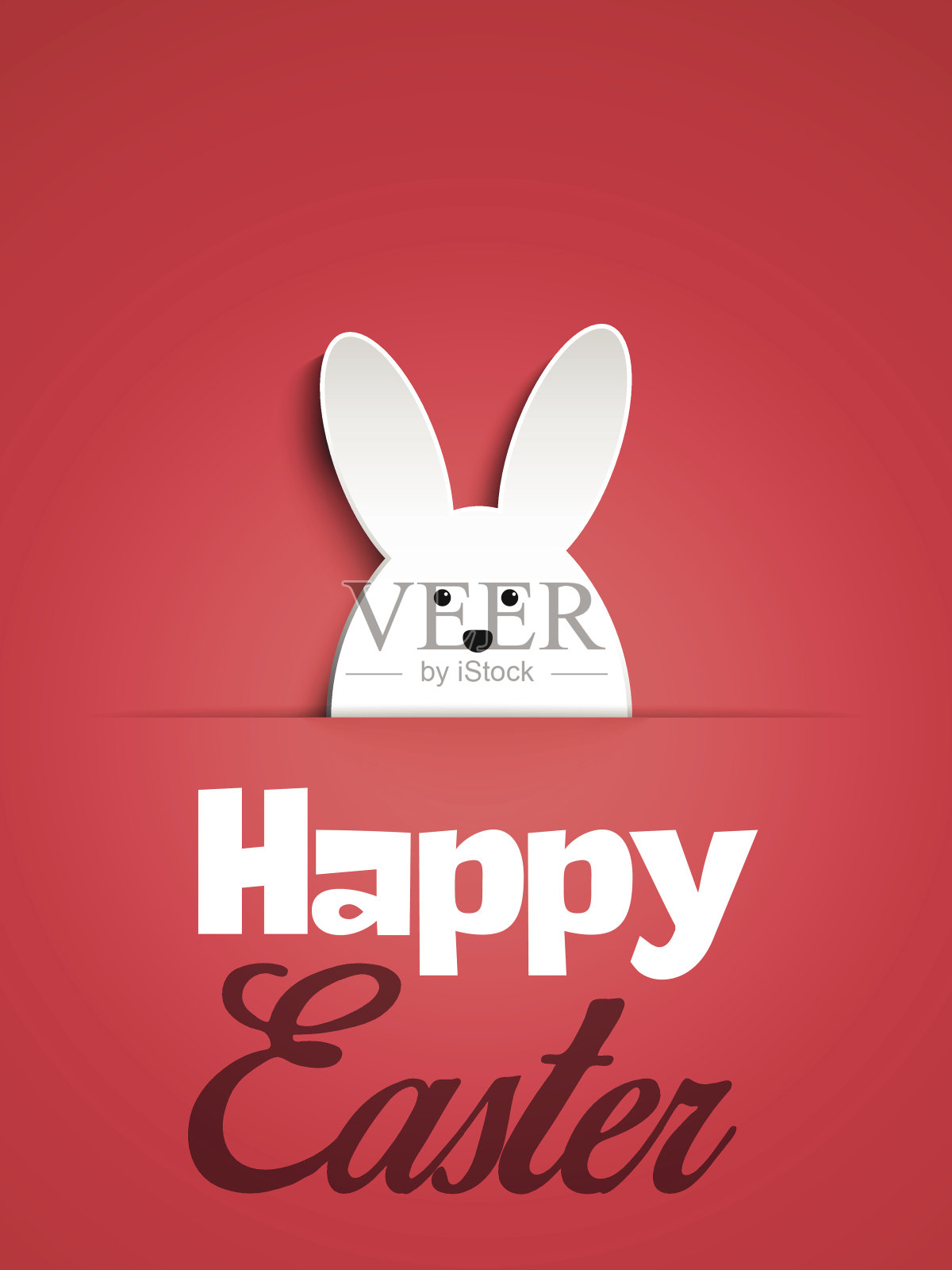 快乐的复活节兔子兔子在粉红色的背景插画图片素材