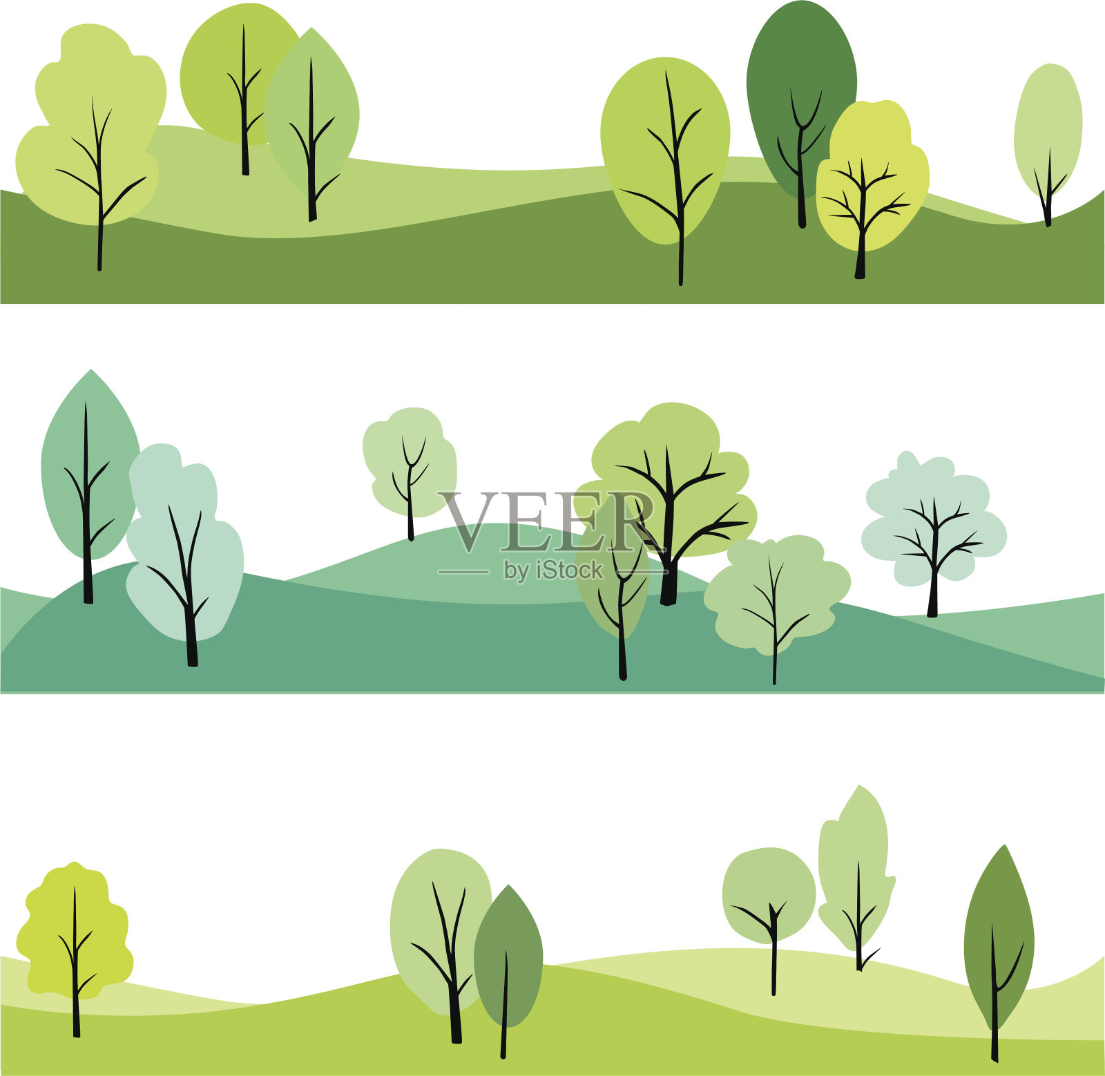 布景与树木插画图片素材