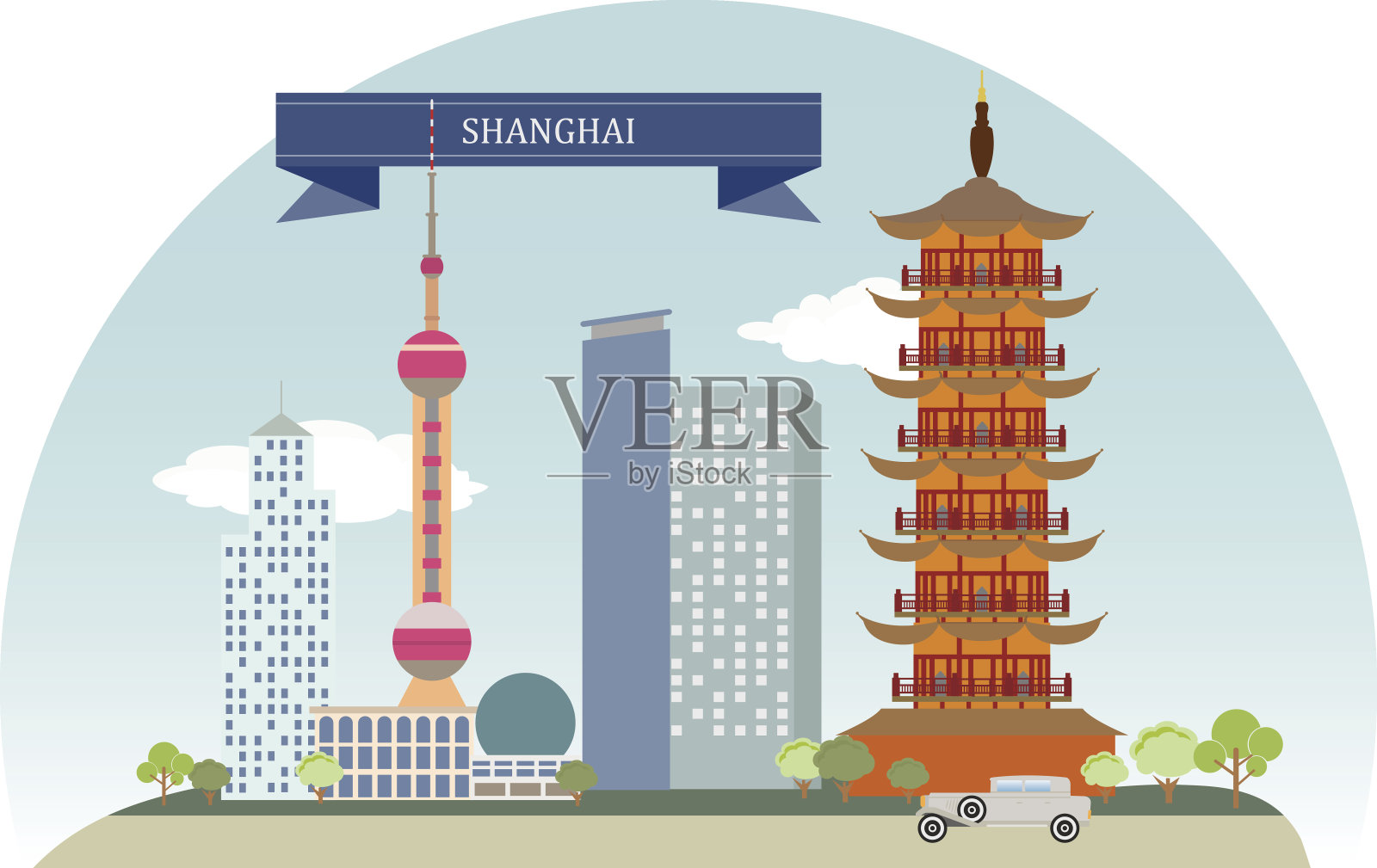 中国上海插画图片素材