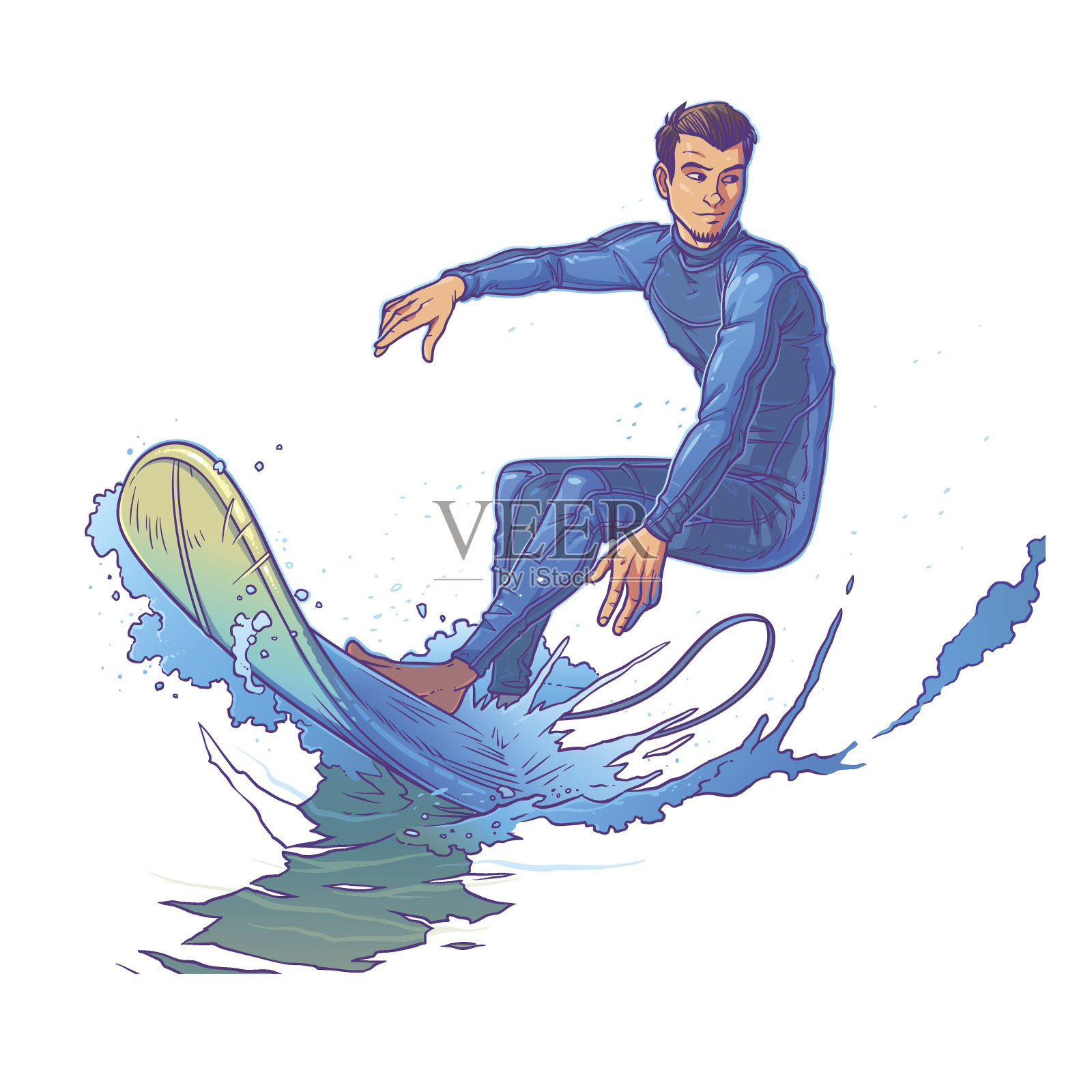 矢量插图的一个冲浪者插画图片素材