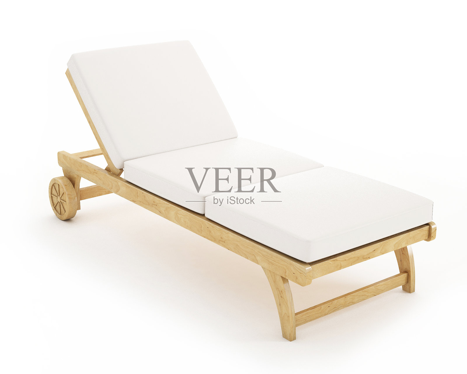 木制日光浴床孤立在白色背景照片摄影图片