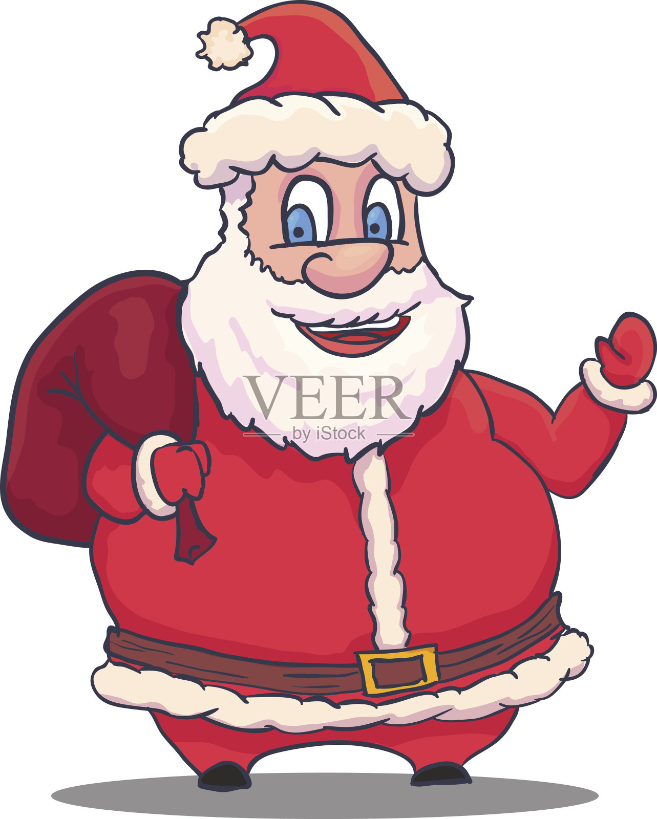 卡通圣诞老人人物在白色的背景。向量插画图片素材