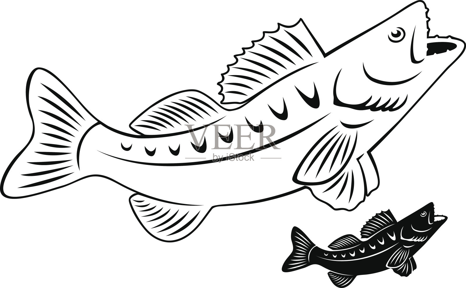 鱼栖息插画图片素材