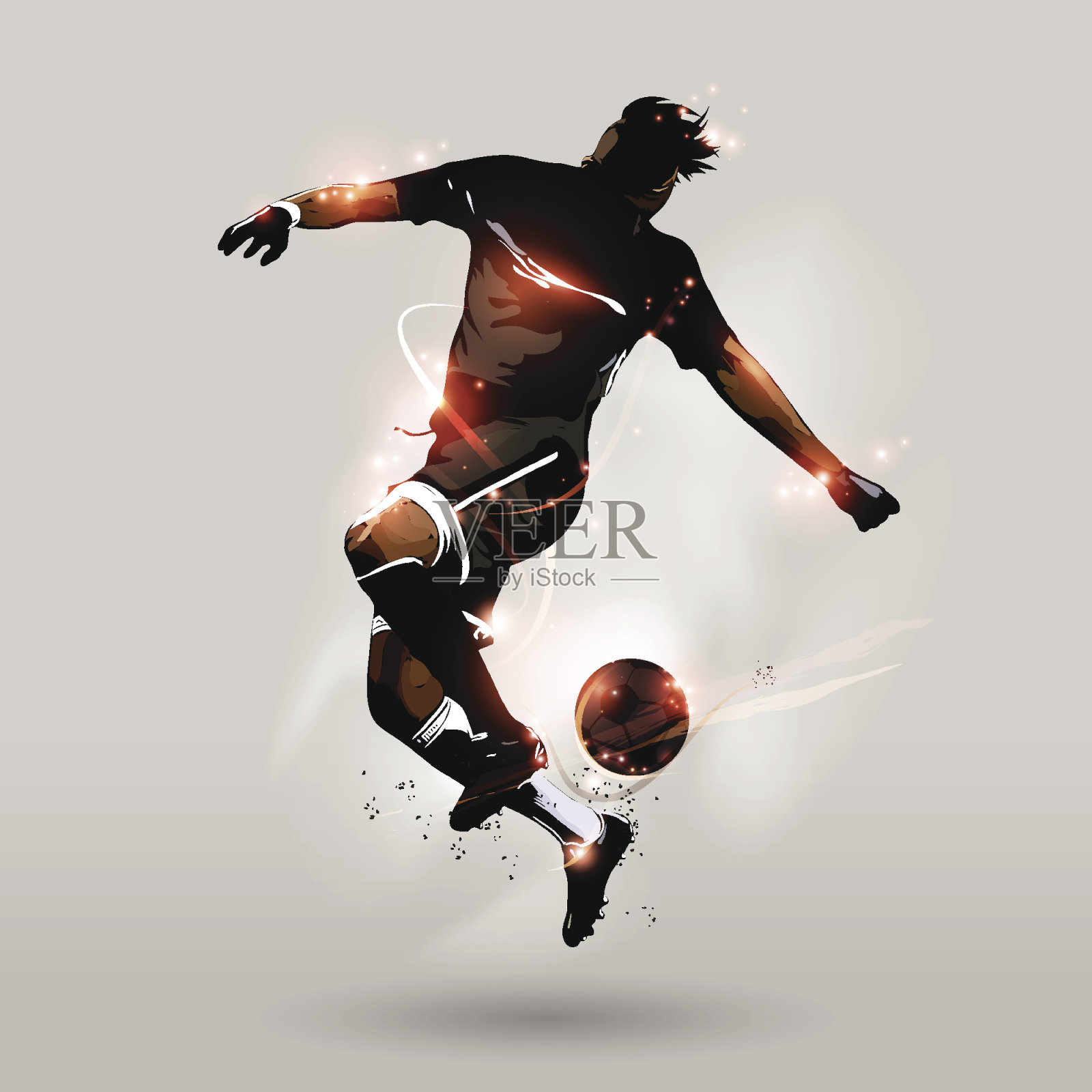 抽象足球触球跳跃插画图片素材